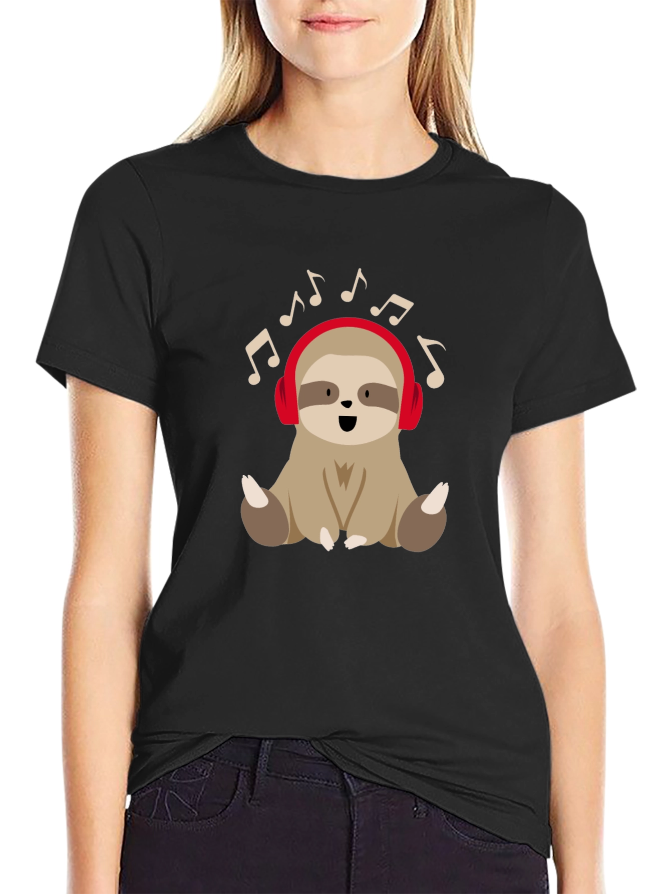 Sloth Music Lover T-Shirt - Cute Cartoon Design