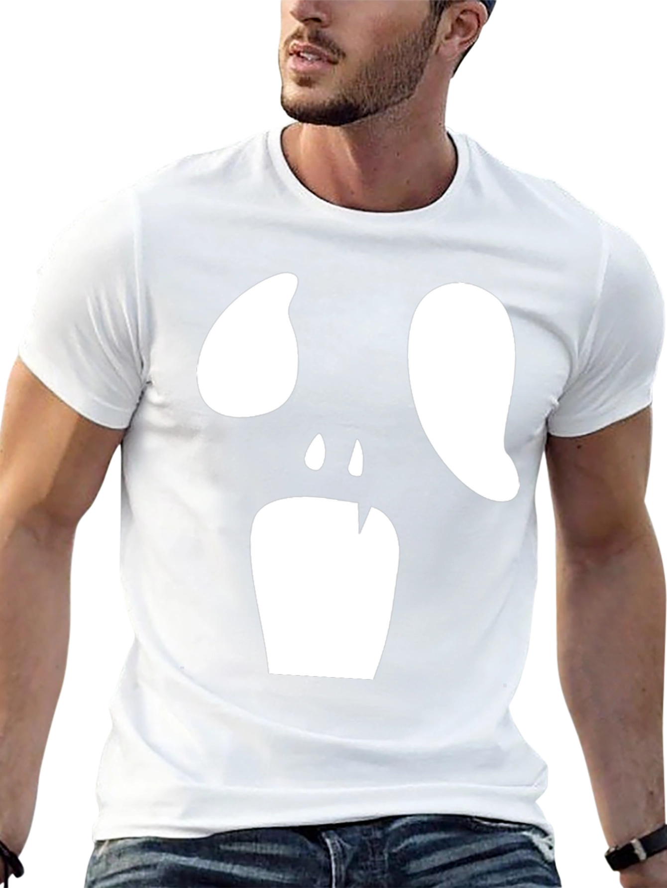 Spooky Face Graphic Tee - Black Halloween Shirt