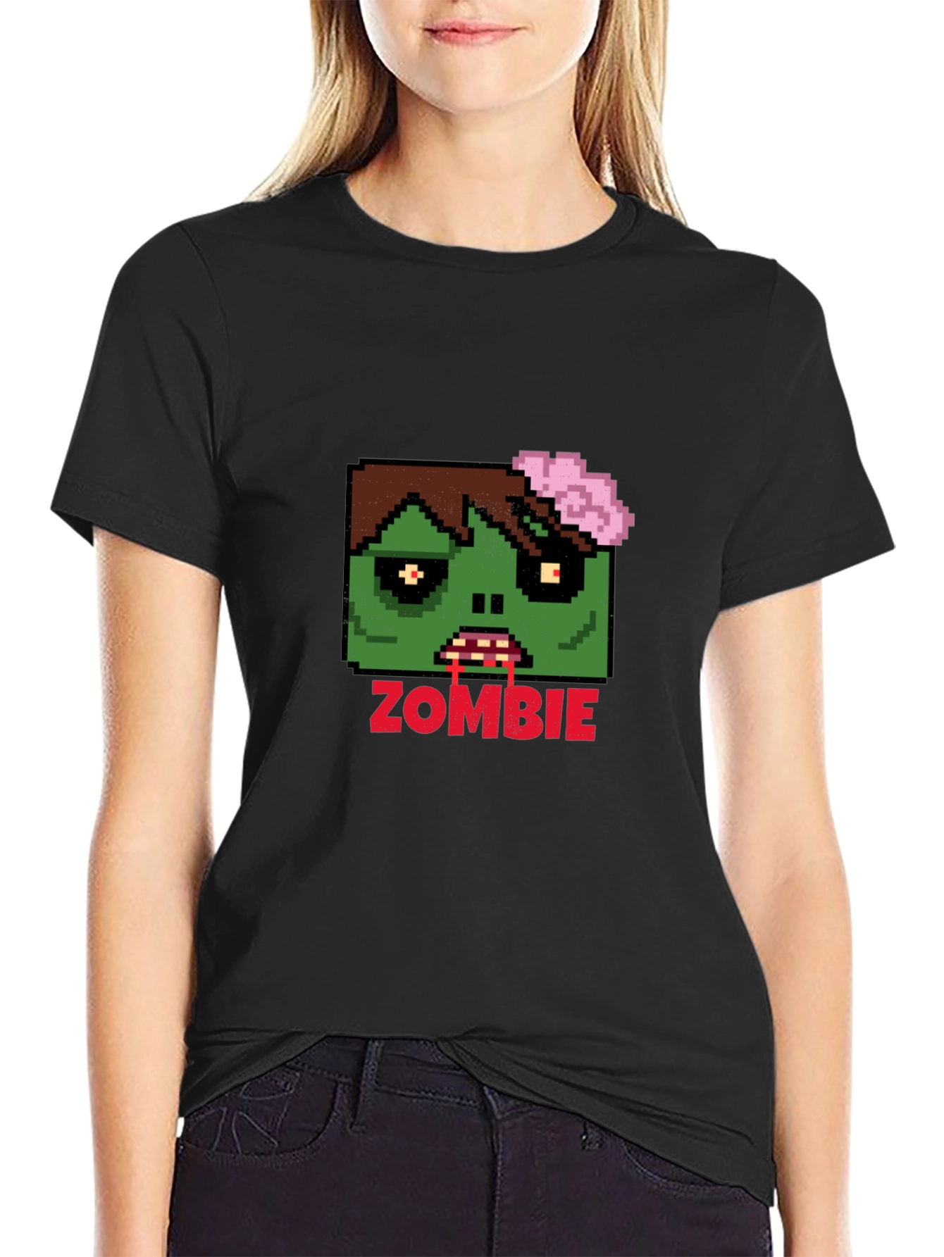 Pixel Zombie Graphic Tee - Unisex Black T-Shirt