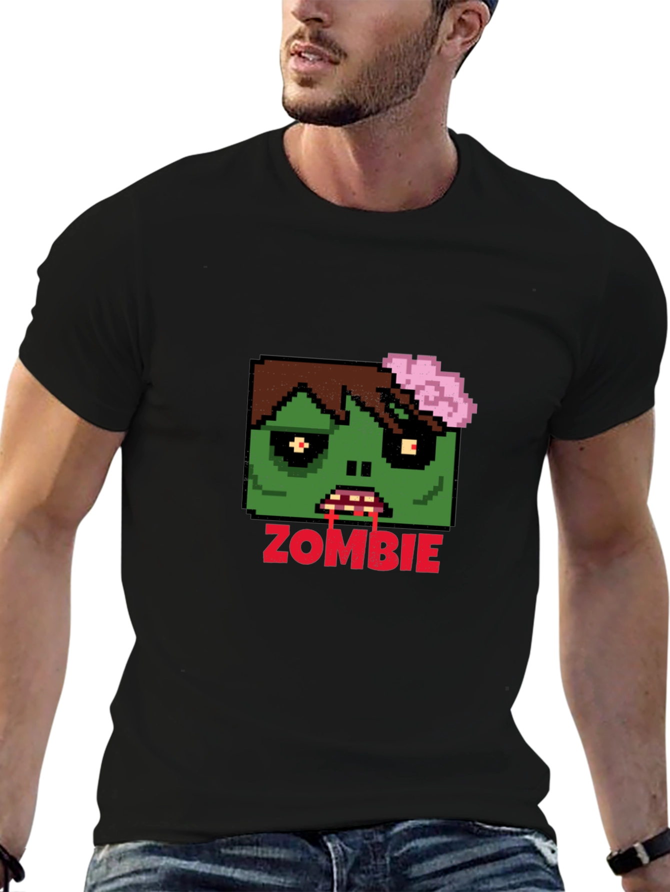 Pixel Zombie Graphic Tee - Unisex Black T-Shirt