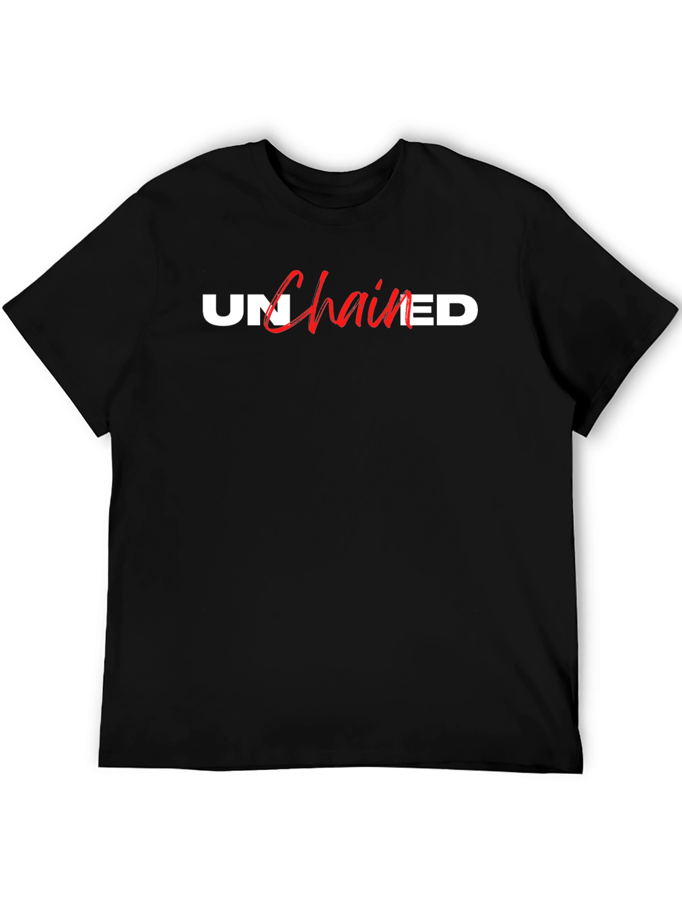 Unchained Black Graphic Tee - Stylish Statement Shirt