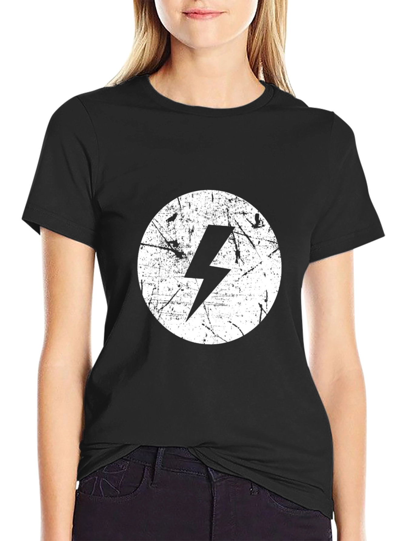 Distressed Lightning Bolt Graphic Tee