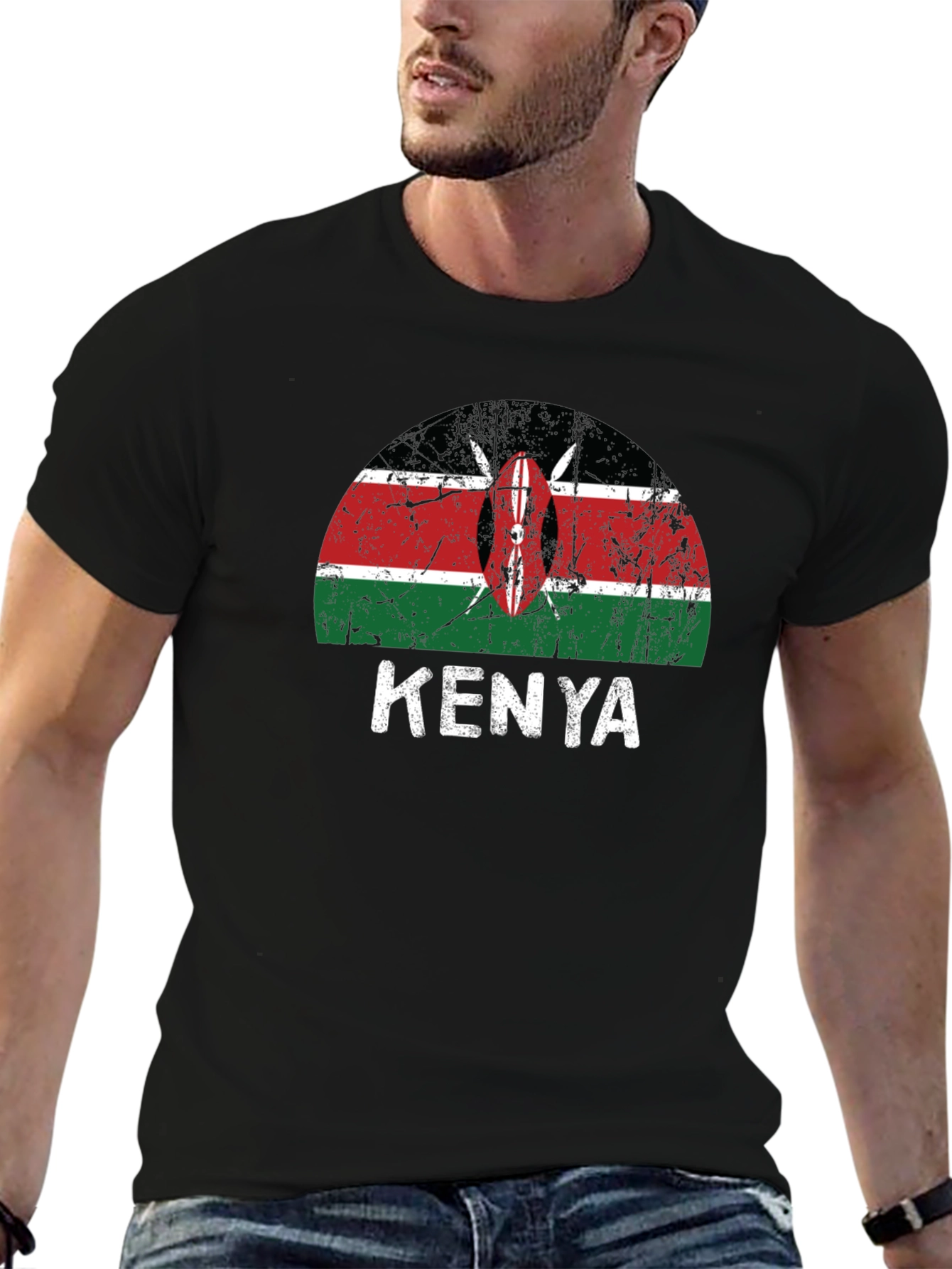 Kenya Flag Graphic Tee - Unisex Black T-Shirt