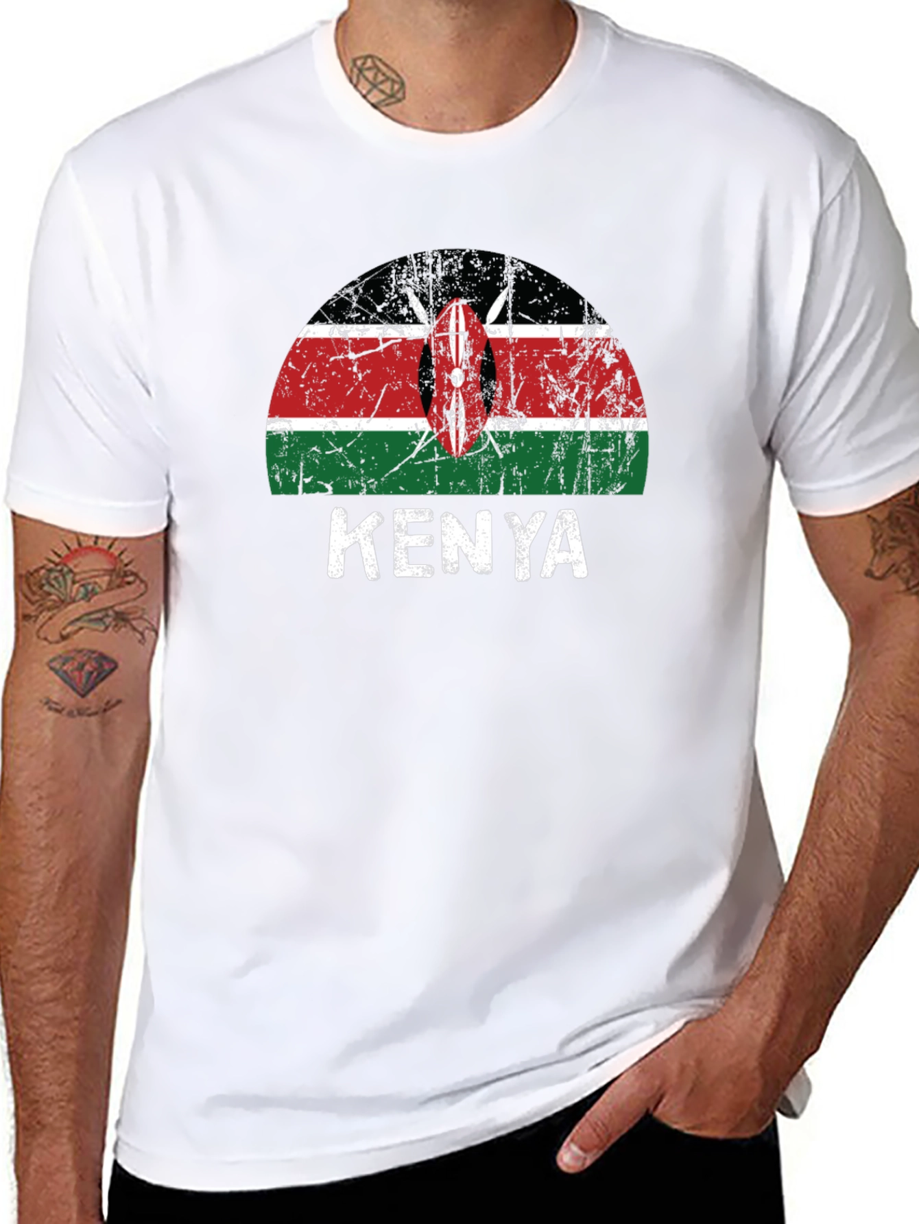 Kenya Flag Graphic Tee - Unisex Black T-Shirt