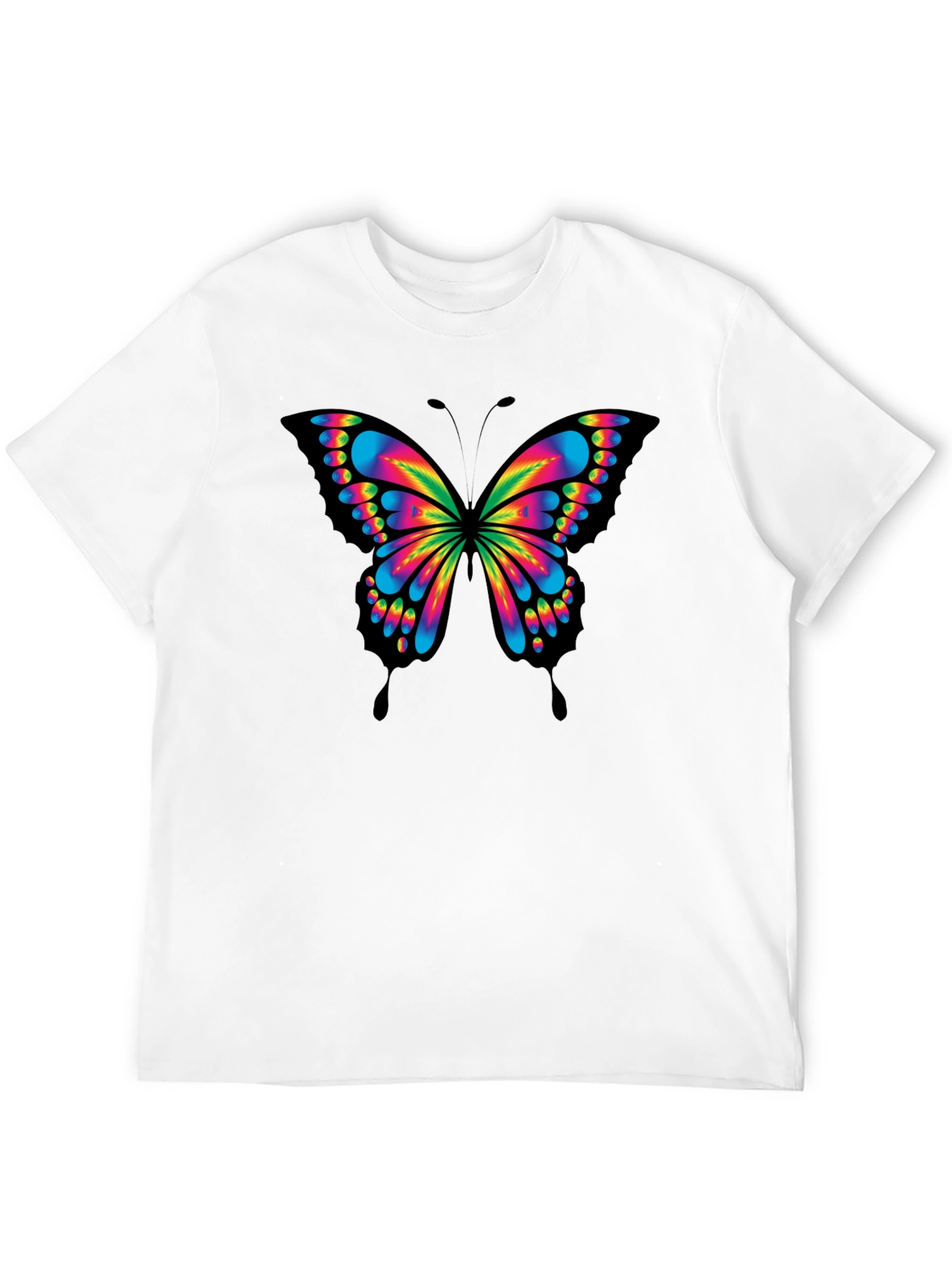 Vibrant Butterfly Graphic T-Shirt - Mens Black Tee