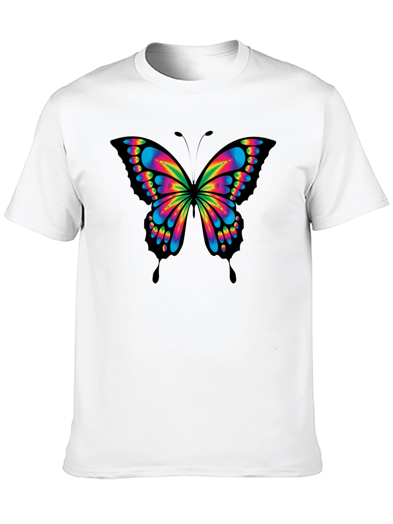 Vibrant Butterfly Graphic T-Shirt - Mens Black Tee