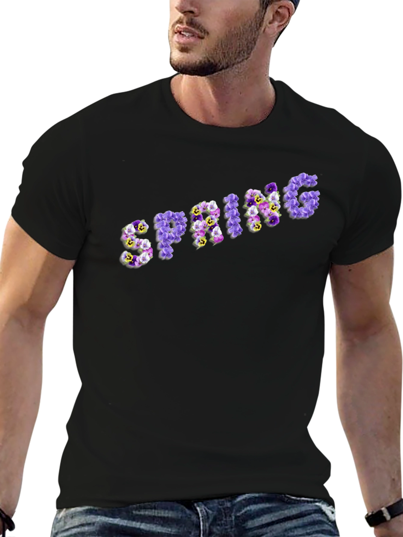 Floral Spring T-Shirt - Stylish Black Tee