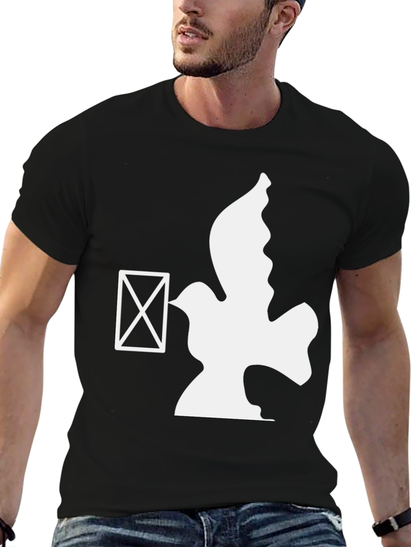 Dove & Envelope Graphic Tee - Mens Black T-Shirt