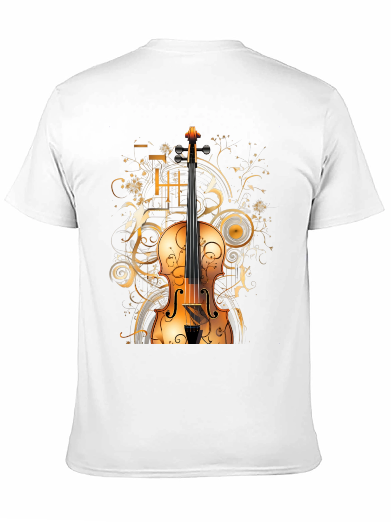 Musical Violin Graphic Tee - Stylish Black T-Shirt