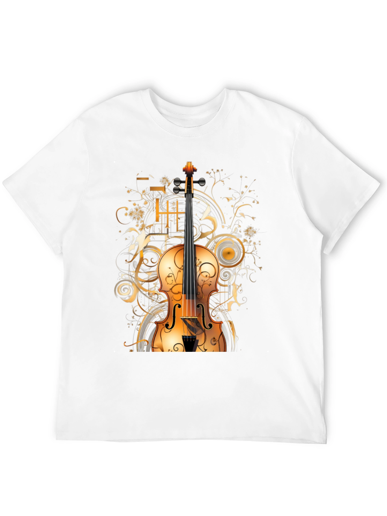 Musical Violin Graphic Tee - Stylish Black T-Shirt