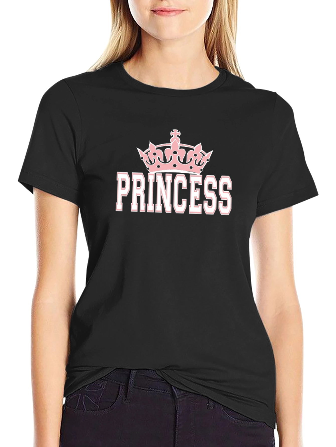 Princess Crown Graphic Black T-Shirt