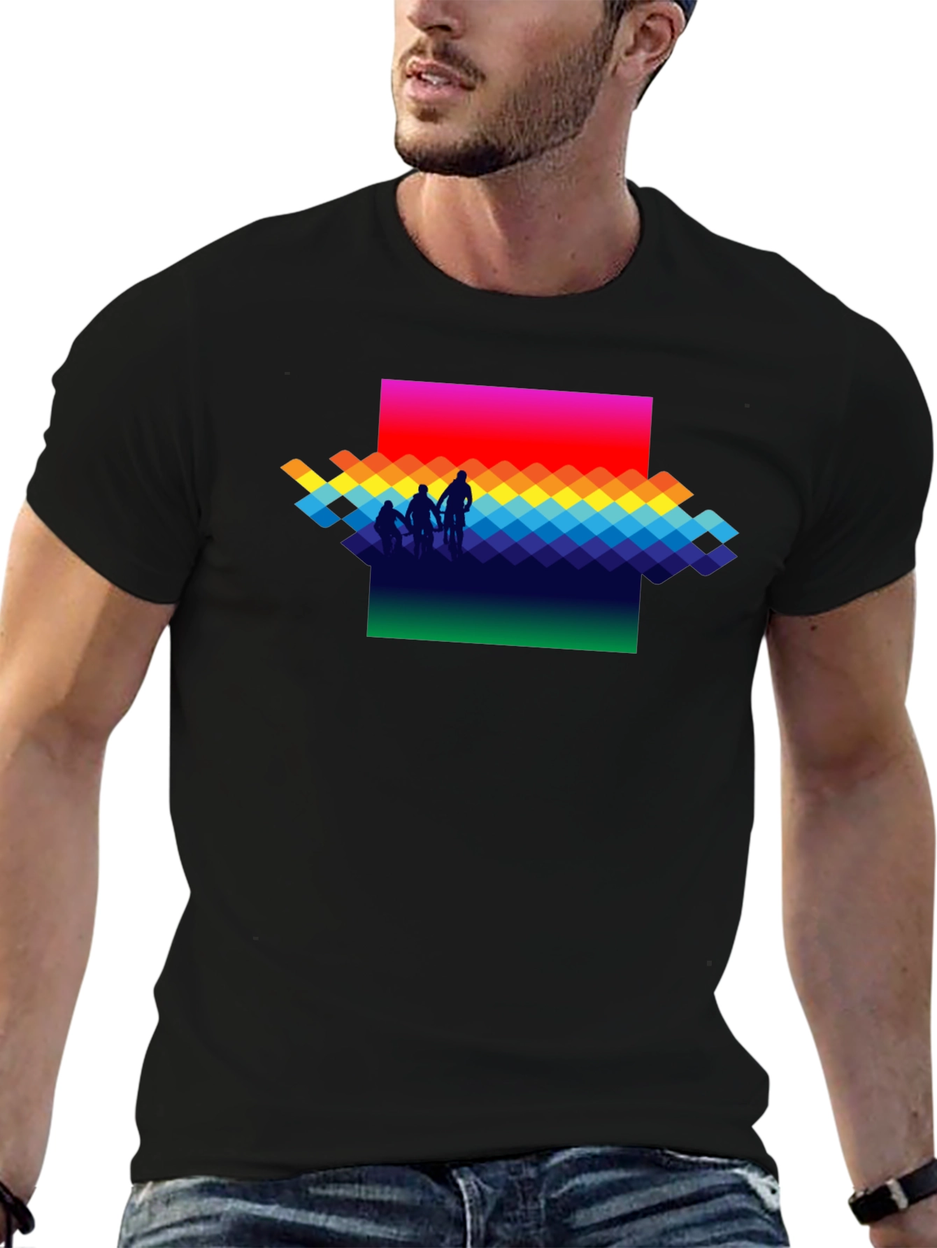 Rainbow Pixel Art T-Shirt - Stylish Graphic Tee