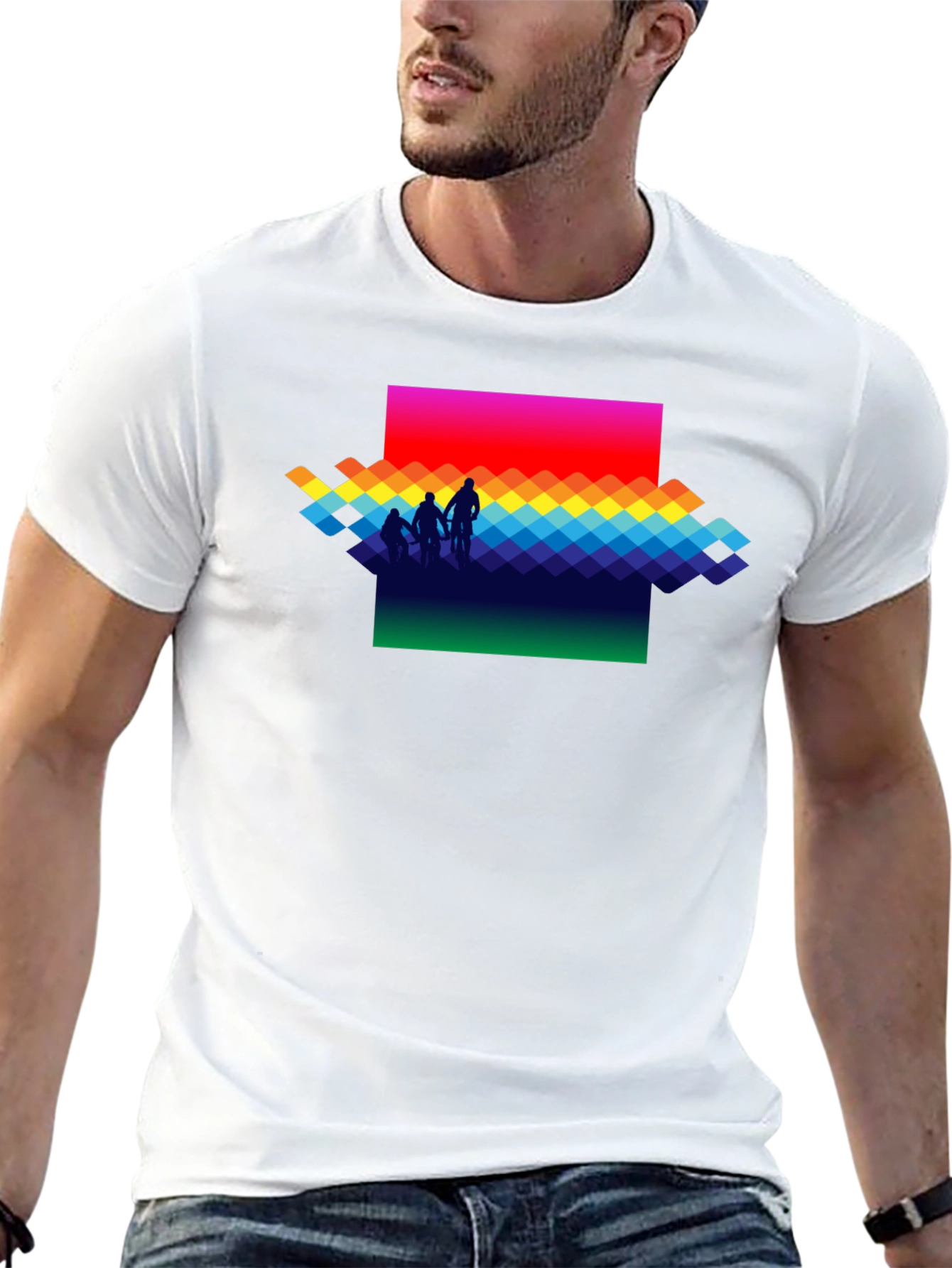Rainbow Pixel Art T-Shirt - Stylish Graphic Tee