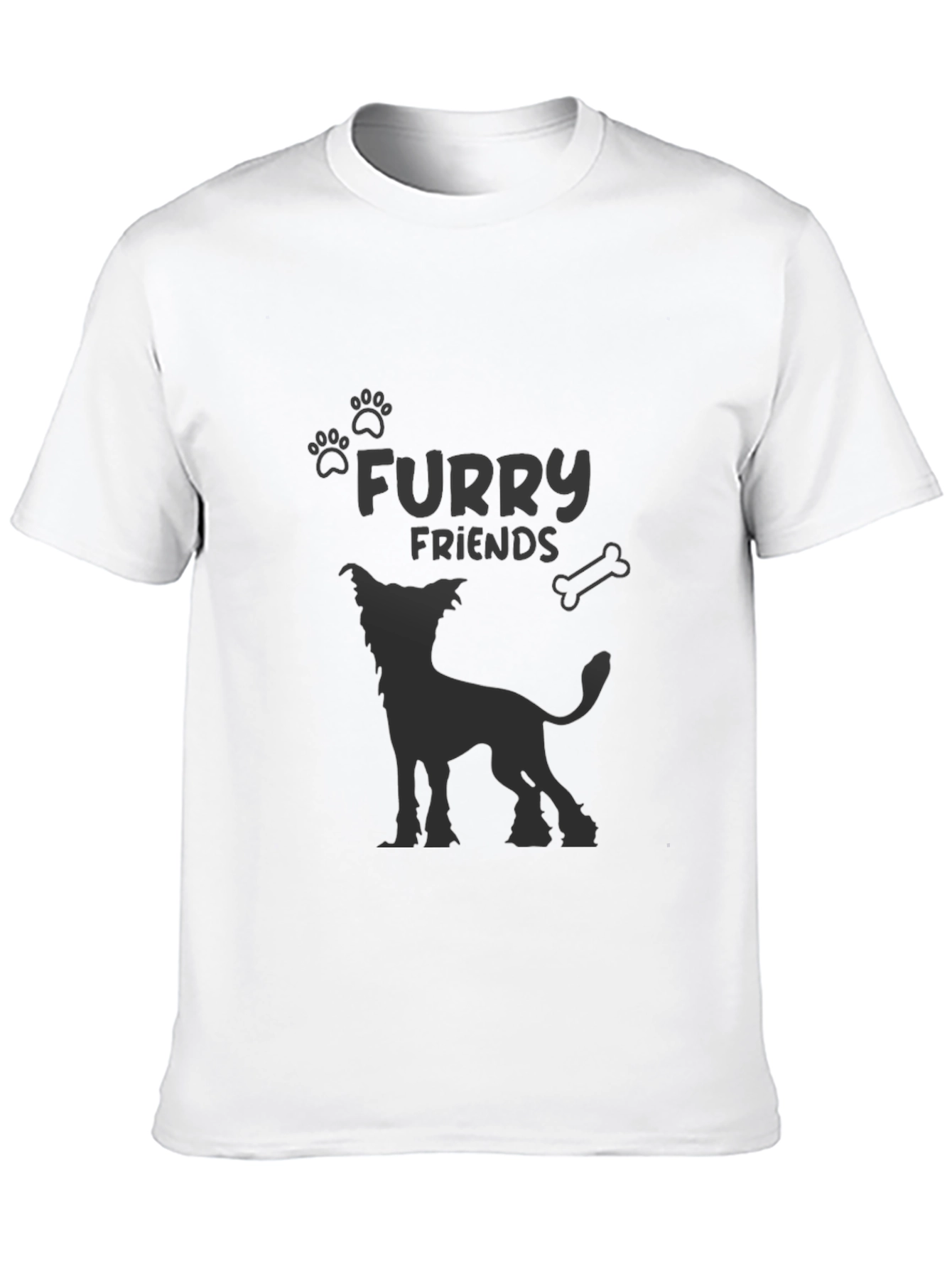 Furry Friends Dog Graphic Tee - Black