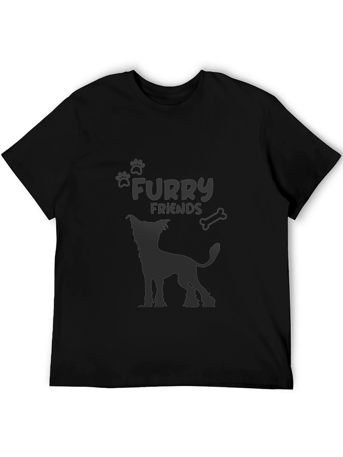 Furry Friends Dog Graphic Tee - Black