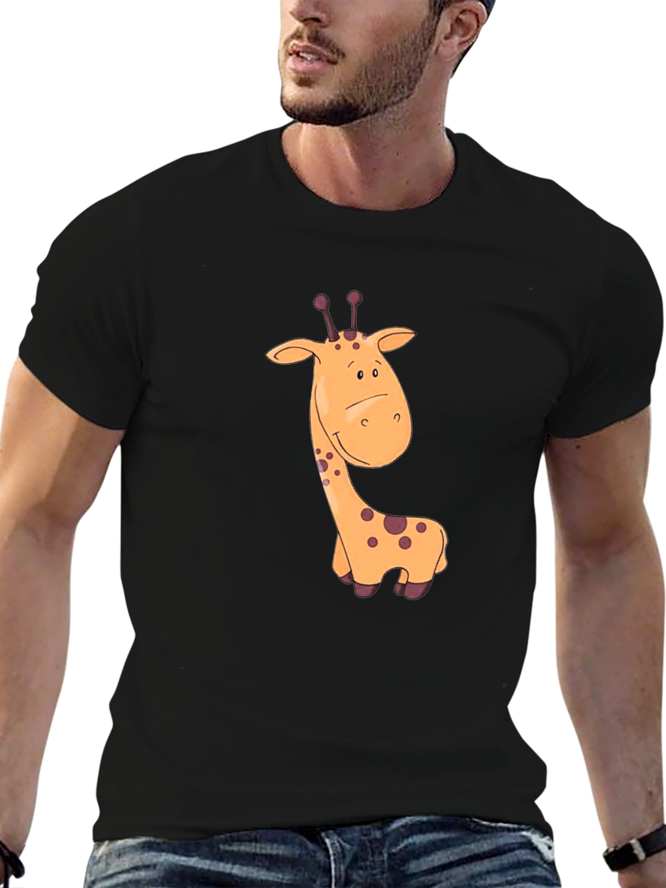 Giraffe Graphic Black T-Shirt