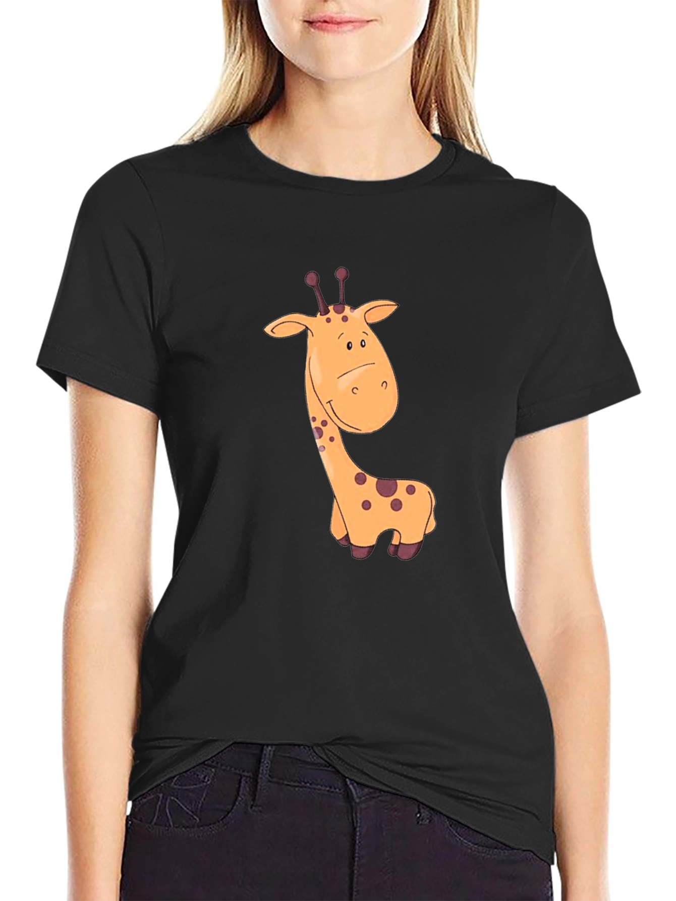Giraffe Graphic Black T-Shirt