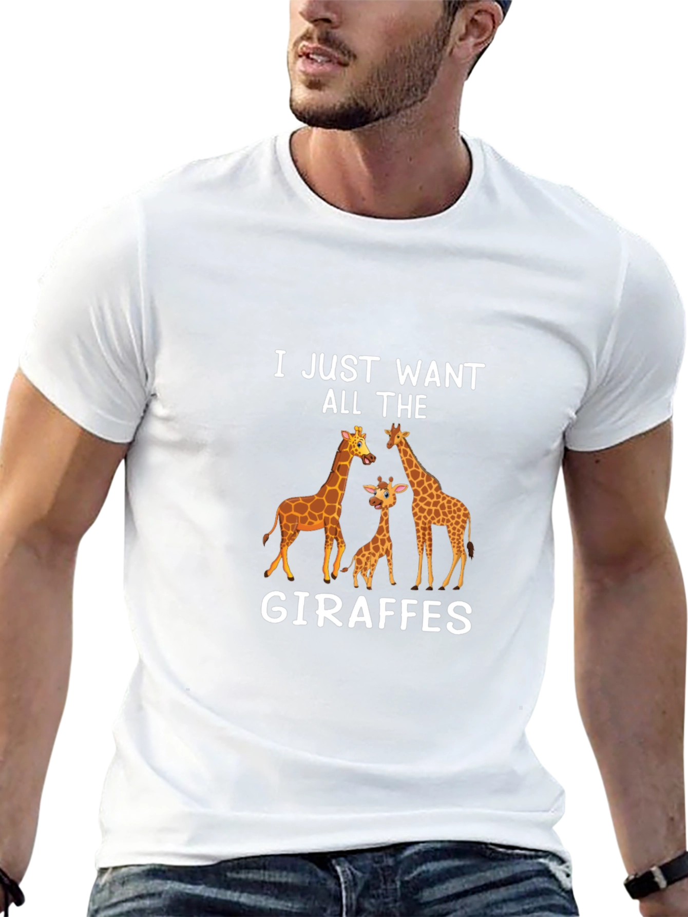 Giraffe Lover Graphic Tee - Black Crew Neck T-Shirt