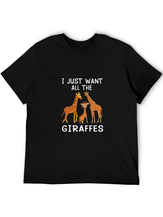Giraffe Lover Graphic Tee - Black Crew Neck T-Shirt
