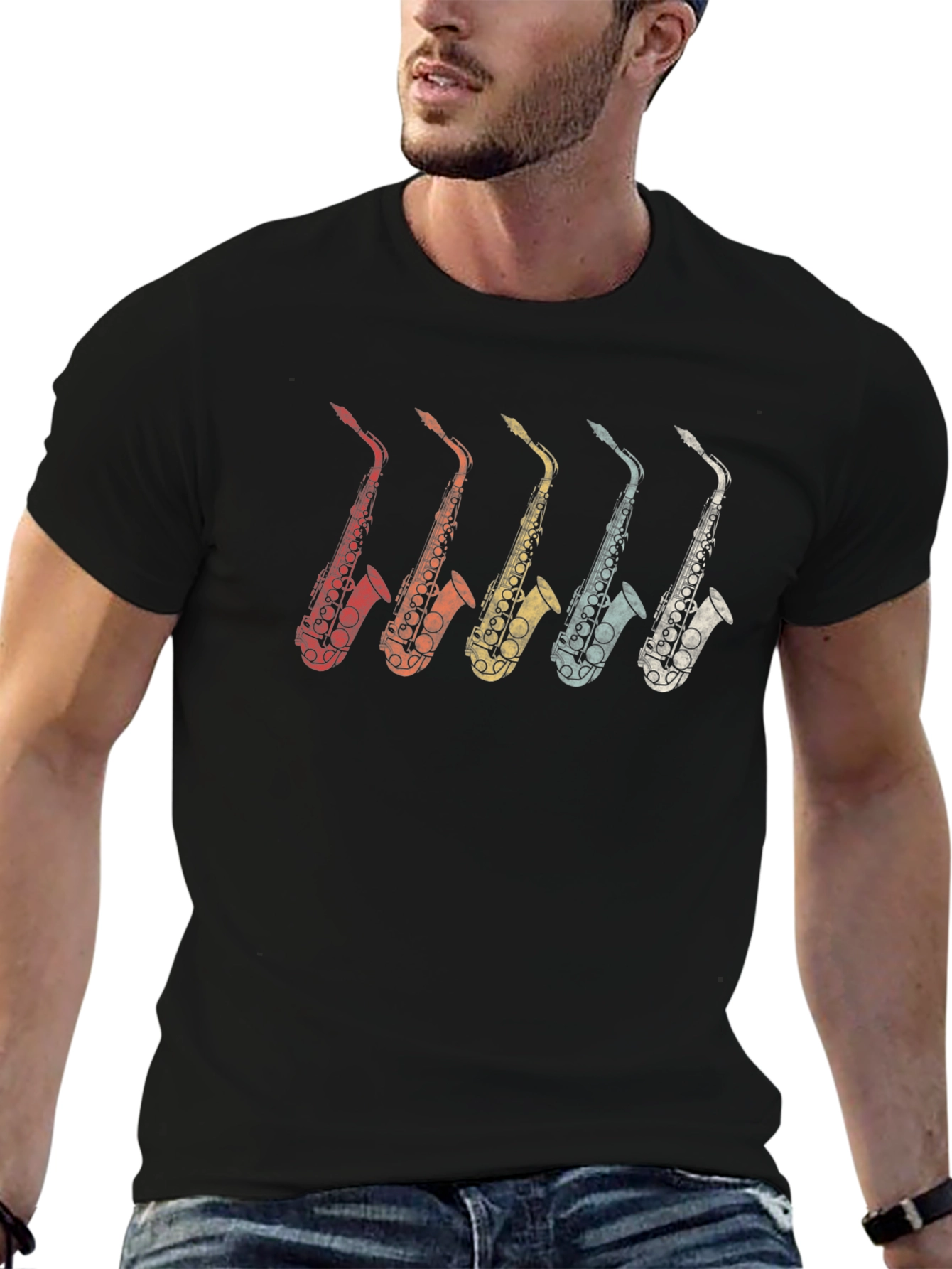 Retro Saxophone Graphic T-Shirt
