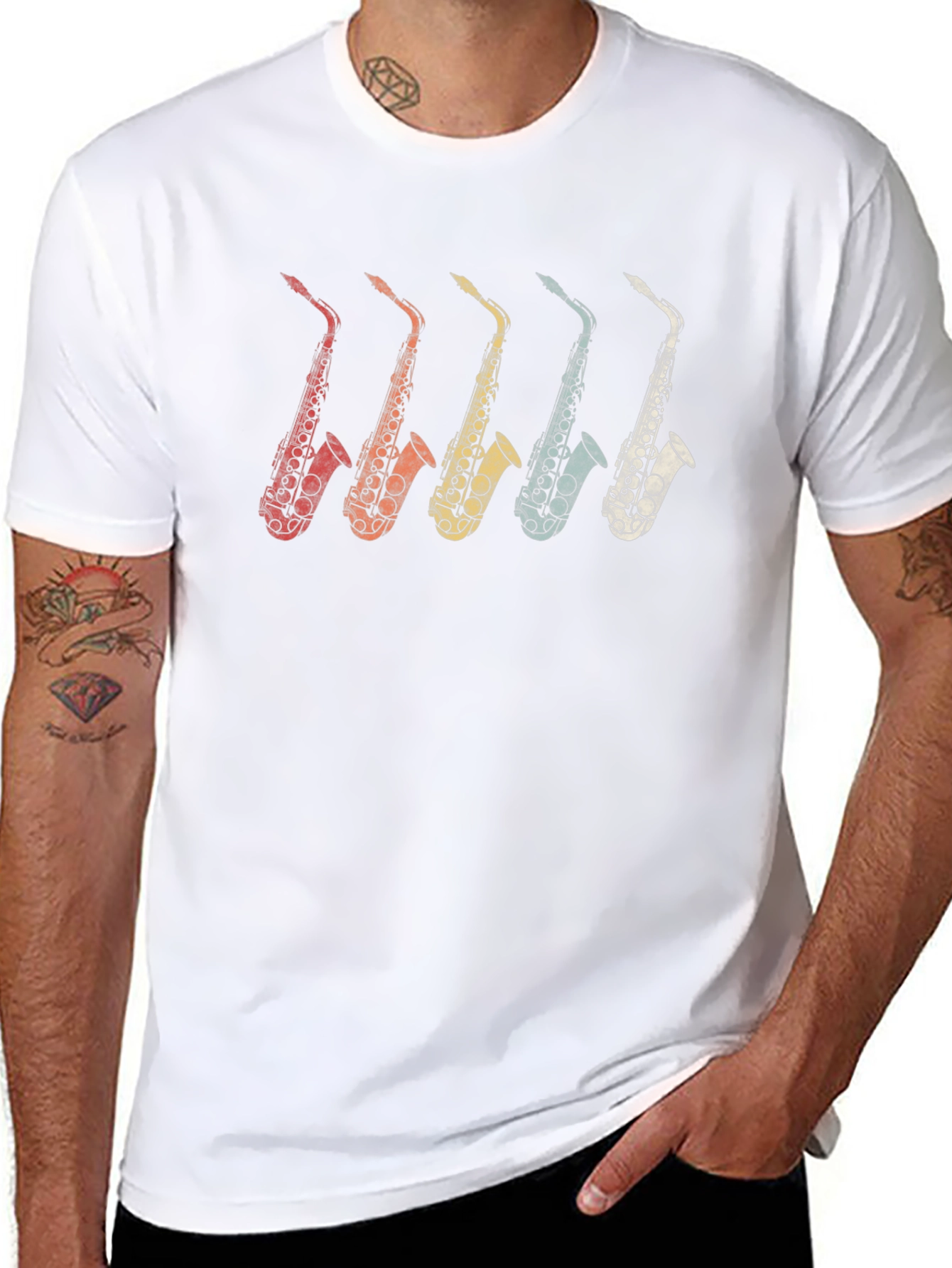 Retro Saxophone Graphic T-Shirt