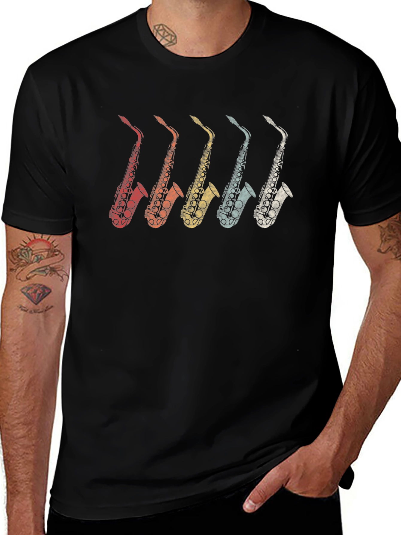 Retro Saxophone Graphic T-Shirt