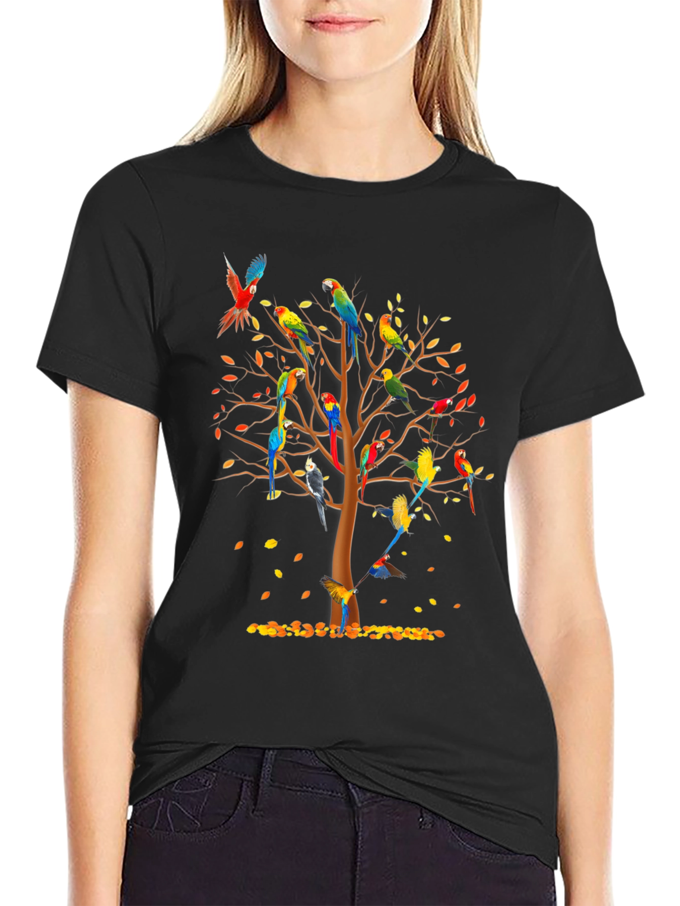Parrot Tree T-Shirt - Vibrant Avian Design