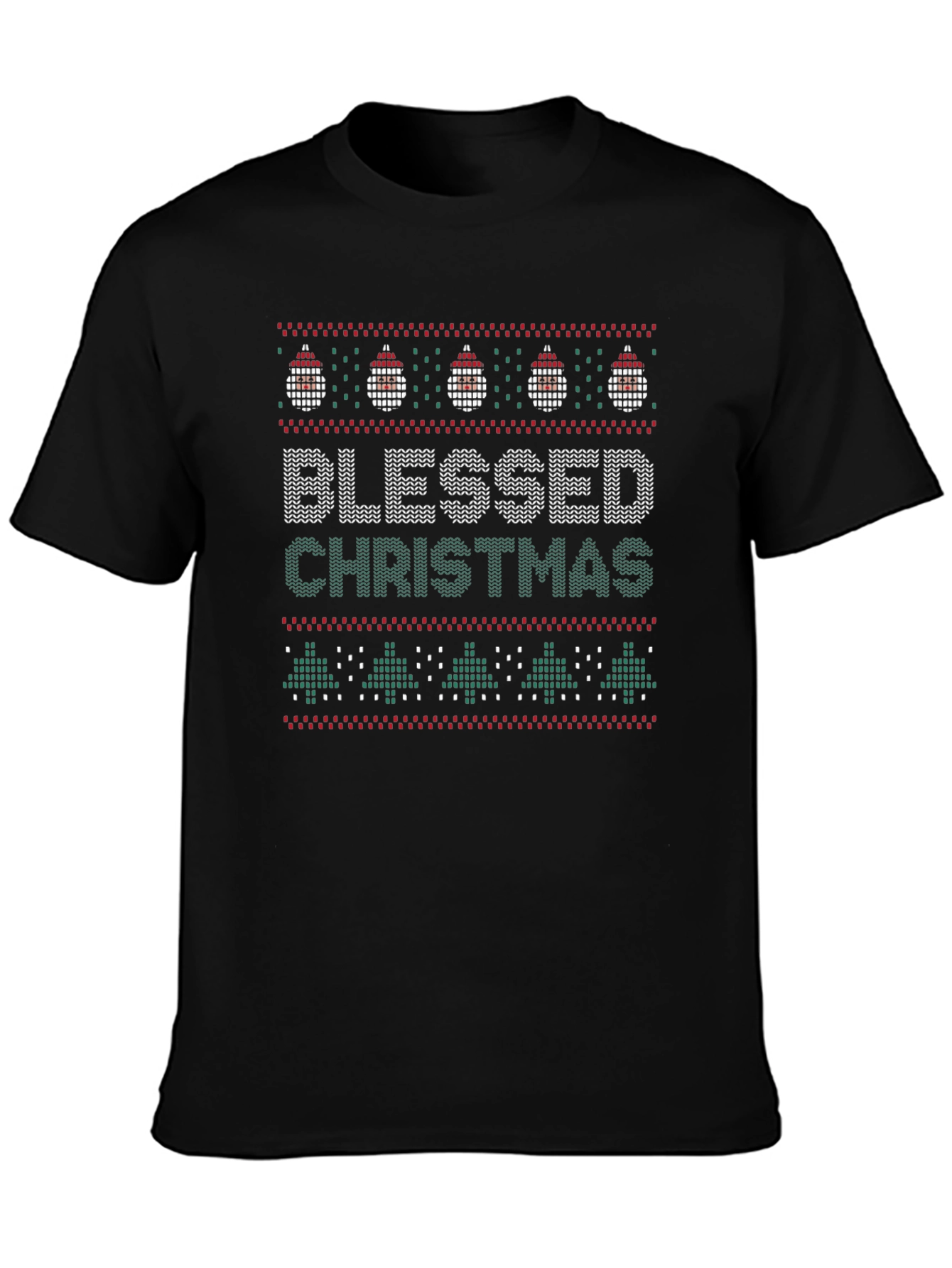 Blessed Christmas Ugly Sweater Style Graphic Tee