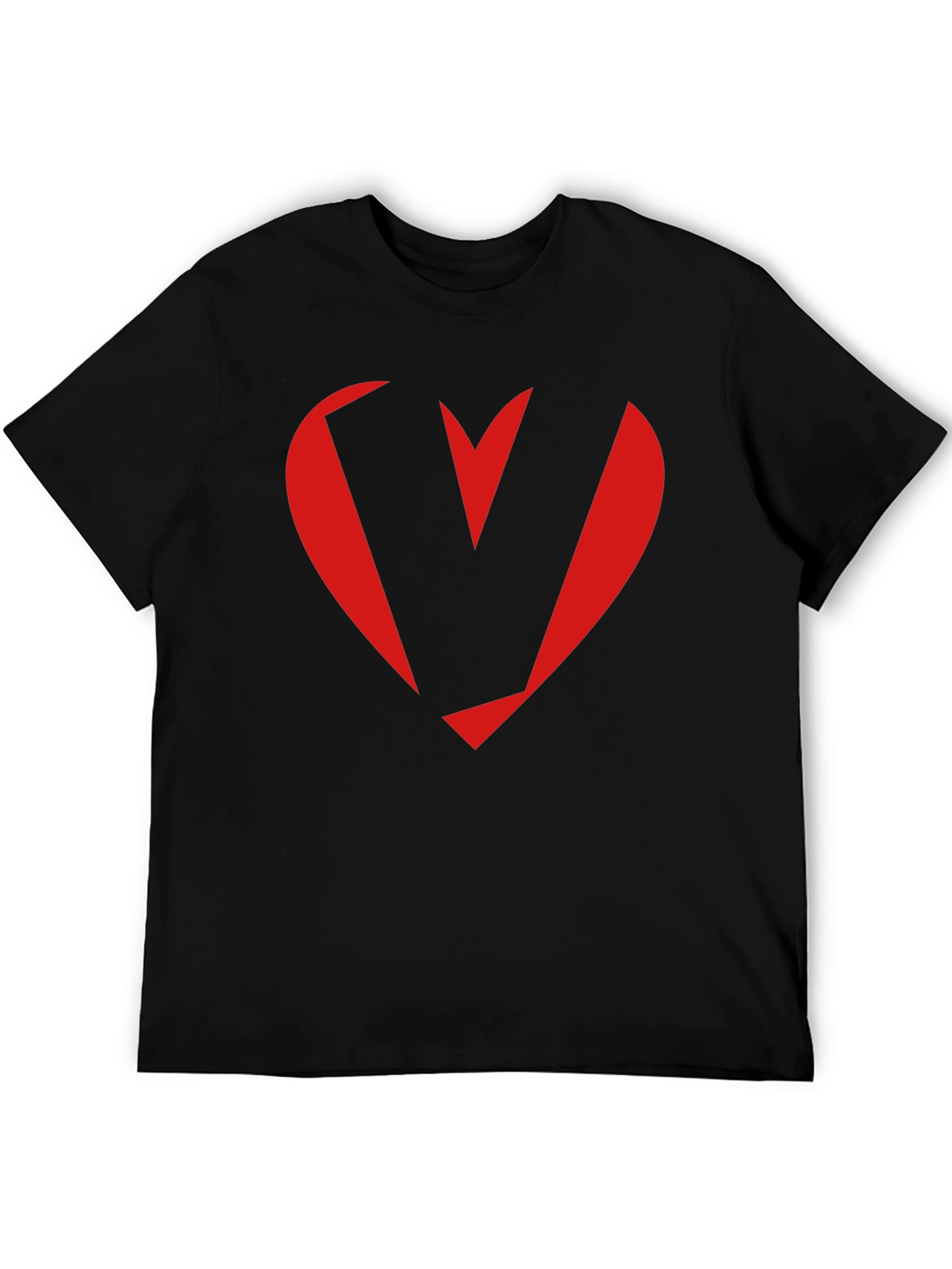 Heart V Graphic Tee - Stylish Mens Black T-Shirt