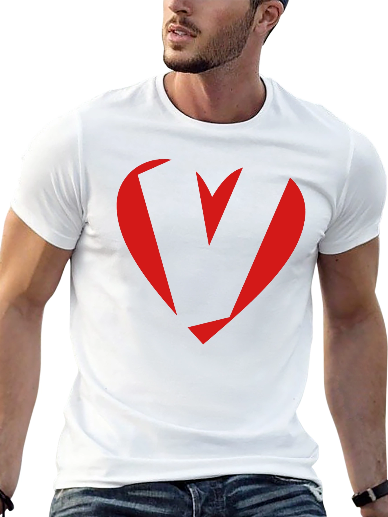 Heart V Graphic Tee - Stylish Mens Black T-Shirt