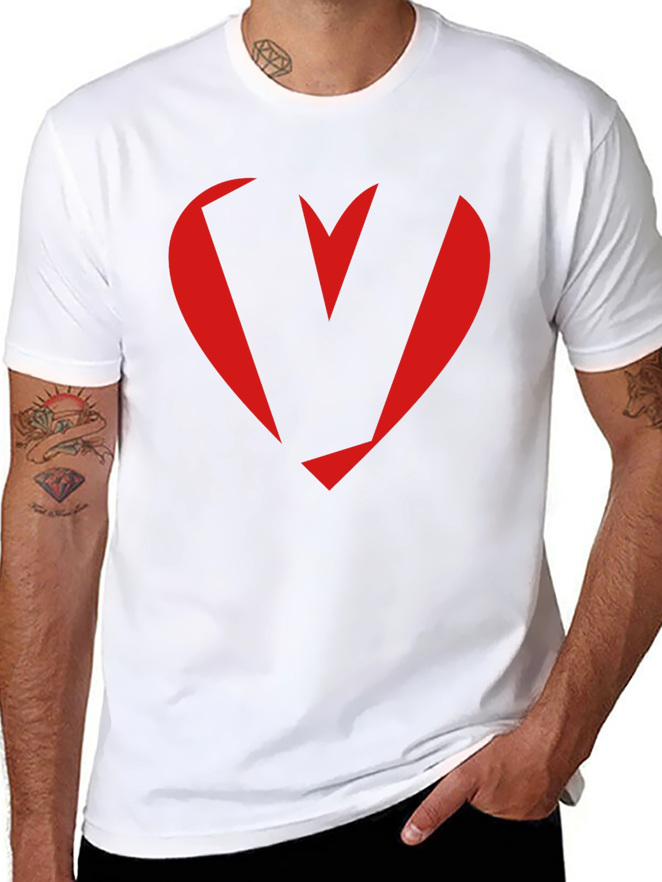 Heart V Graphic Tee - Stylish Mens Black T-Shirt