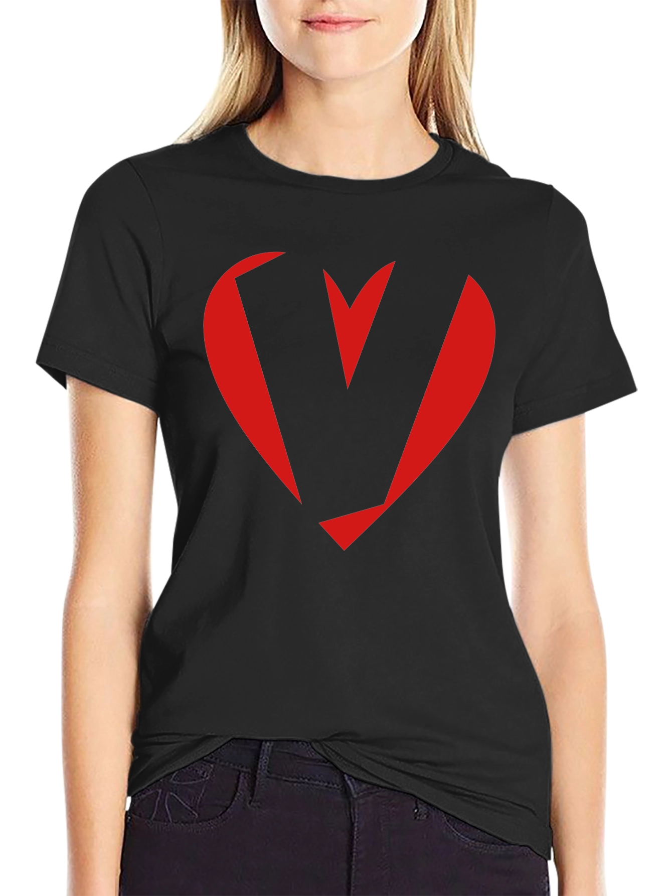 Heart V Graphic Tee - Stylish Mens Black T-Shirt