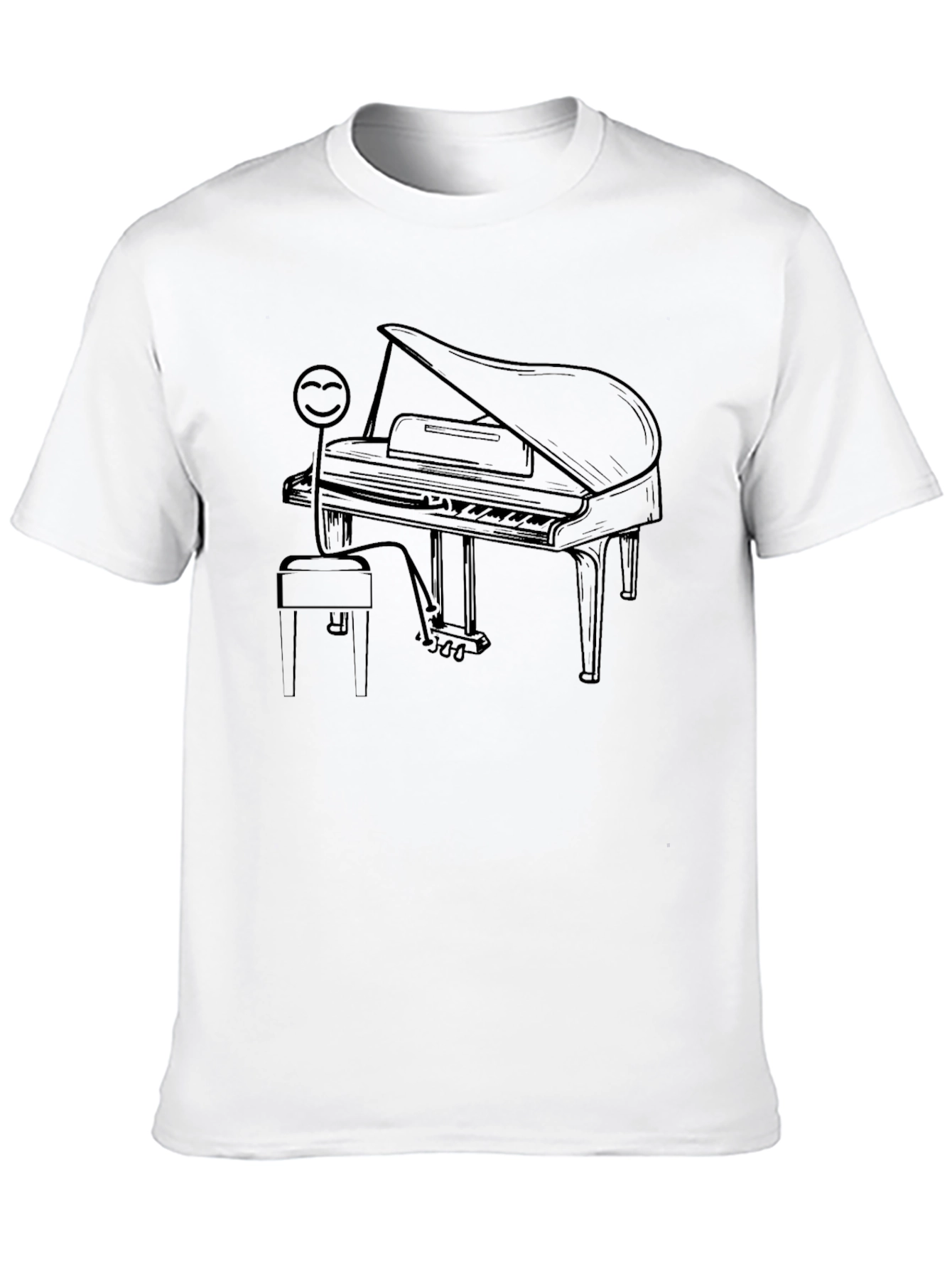 Grand Piano Stick Figure Graphic Tee - Black