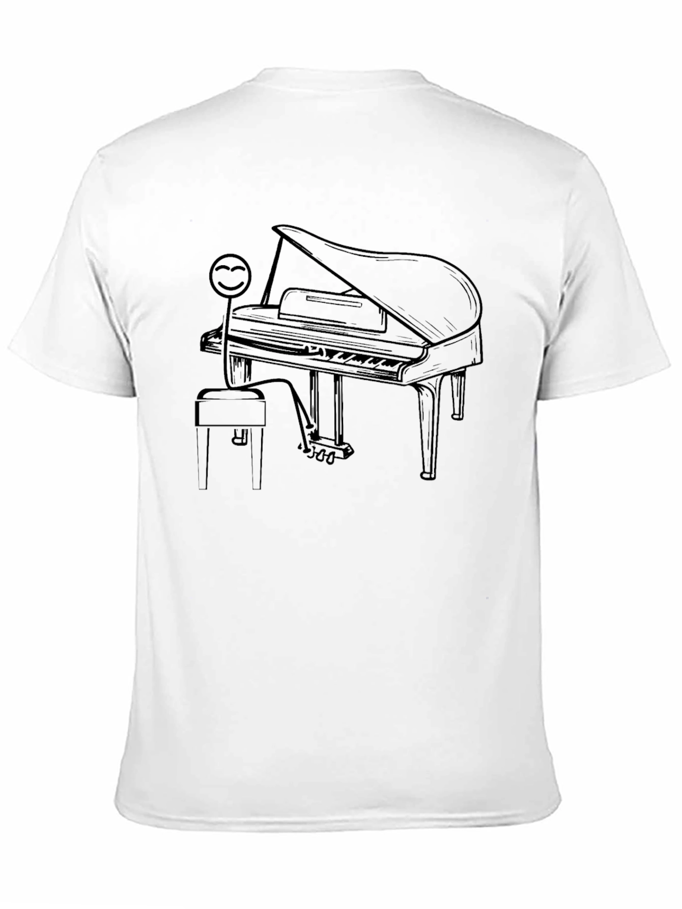 Grand Piano Stick Figure Graphic Tee - Black