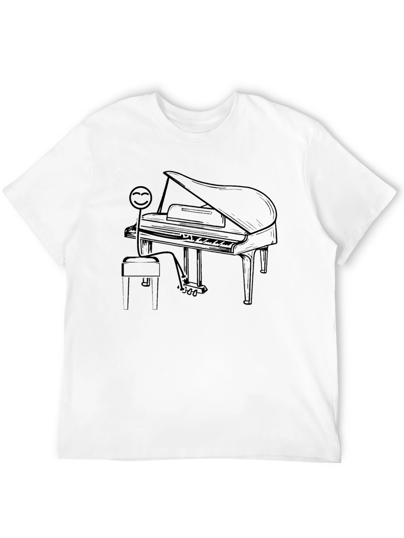 Grand Piano Stick Figure Graphic Tee - Black
