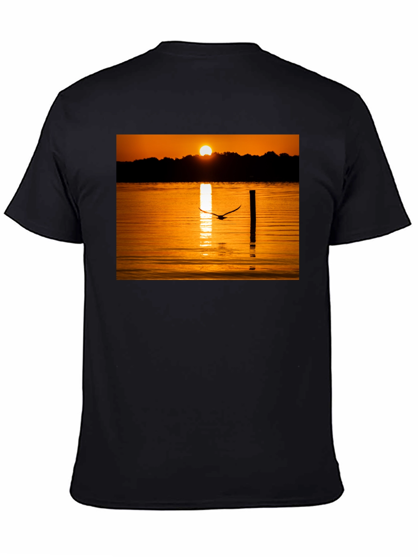 Sunset Lake Bird T-Shirt - Nature Inspired Tee