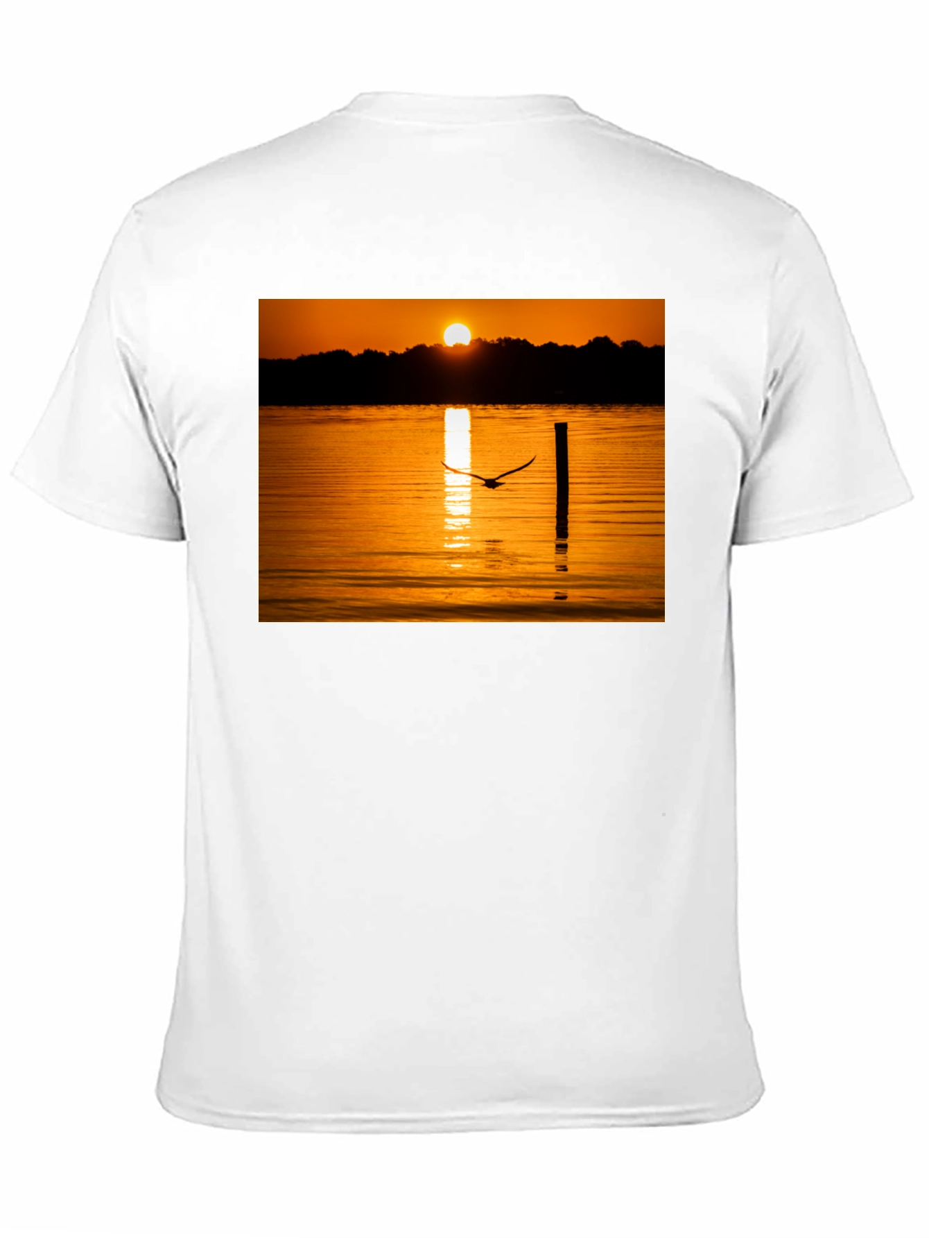 Sunset Lake Bird T-Shirt - Nature Inspired Tee