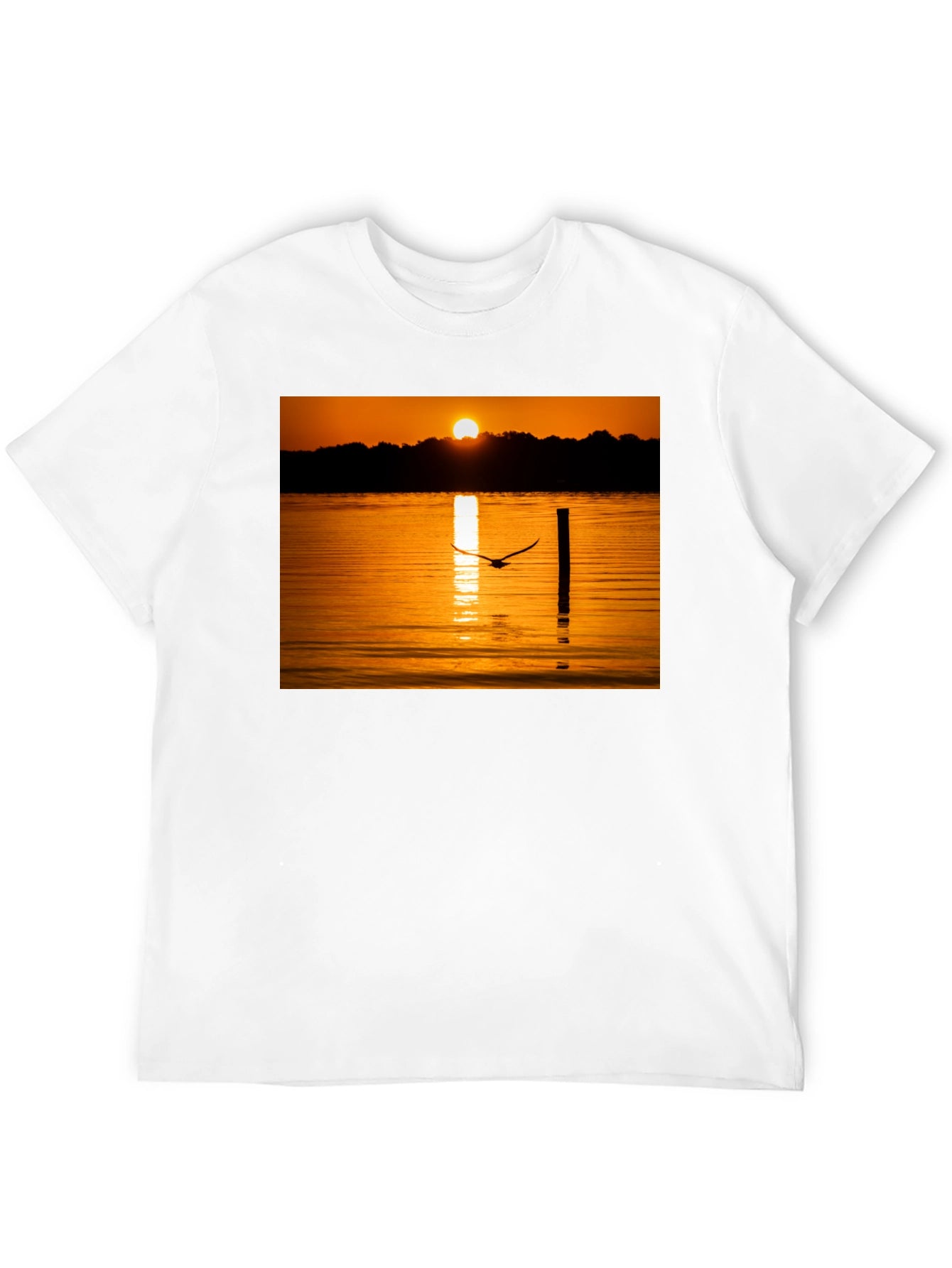 Sunset Lake Bird T-Shirt - Nature Inspired Tee