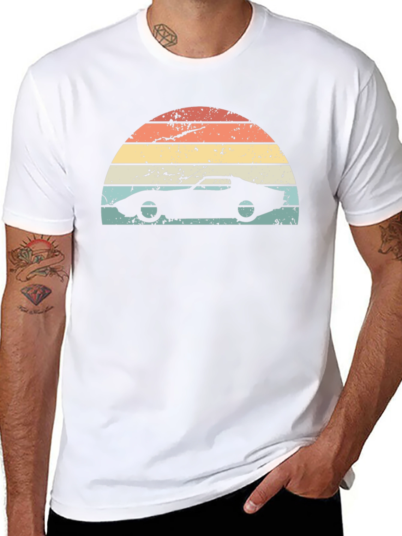 Retro Sunset Car Graphic T-Shirt