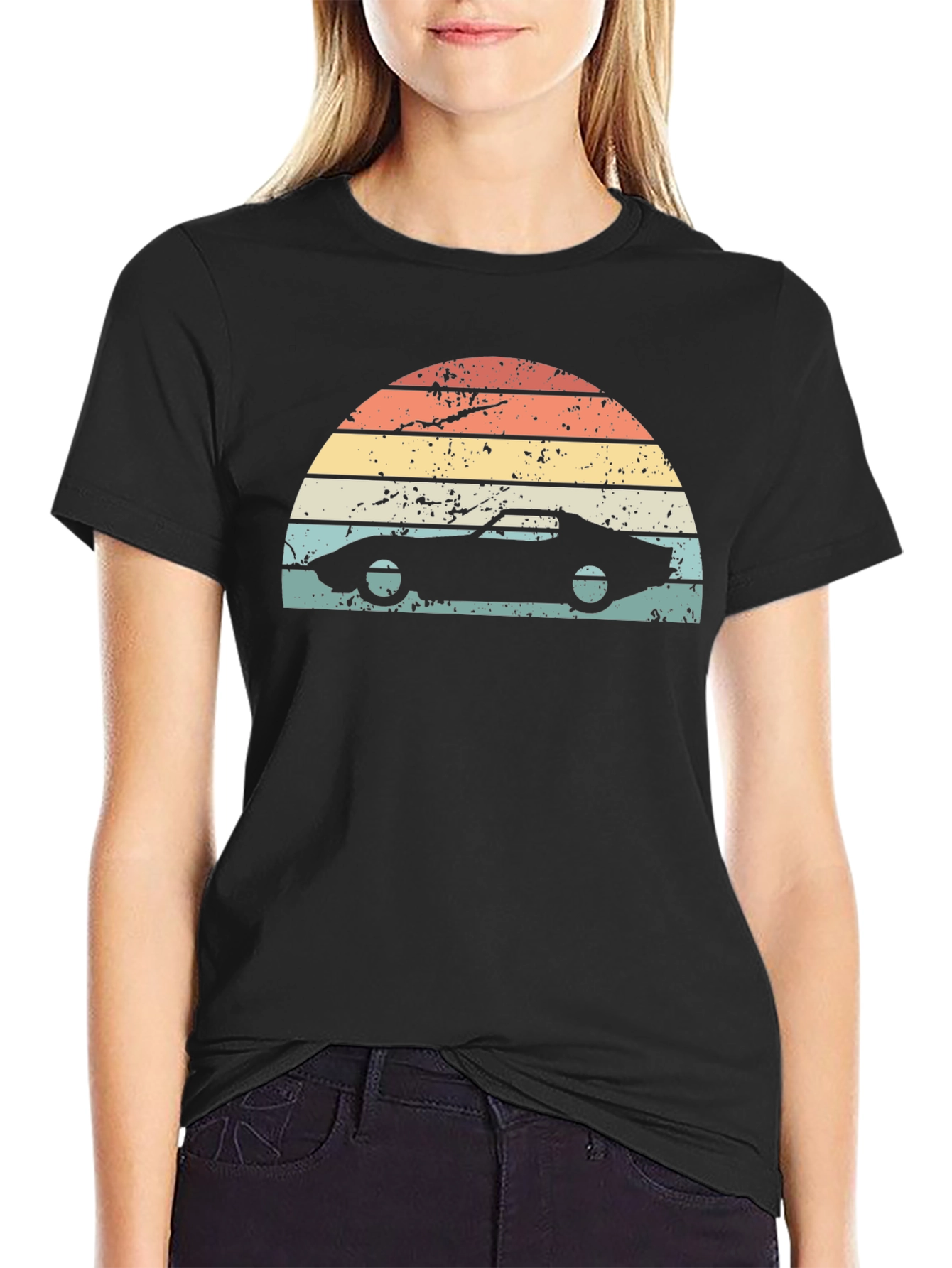 Retro Sunset Car Graphic T-Shirt