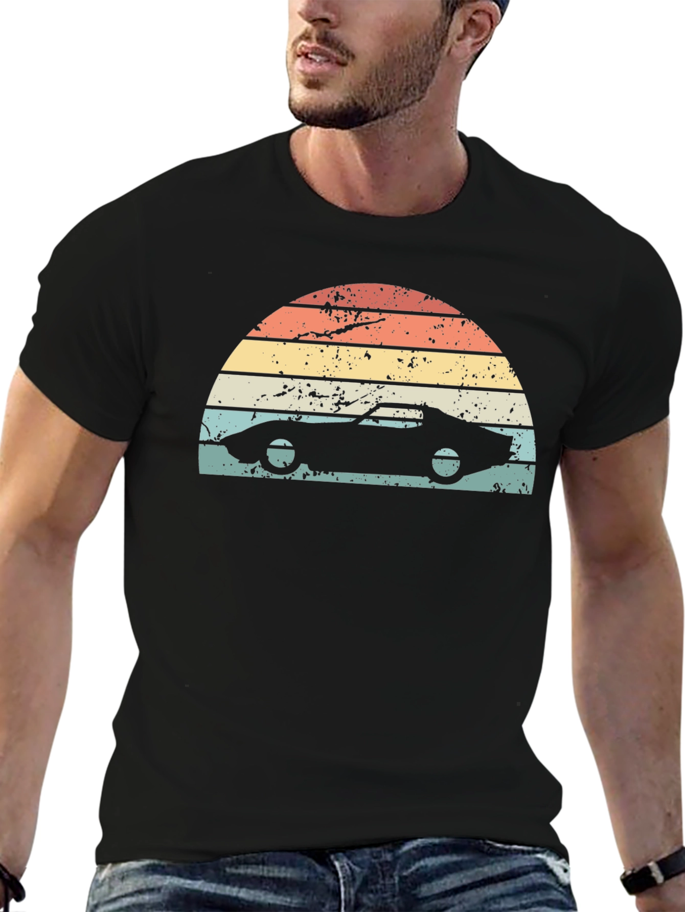 Retro Sunset Car Graphic T-Shirt