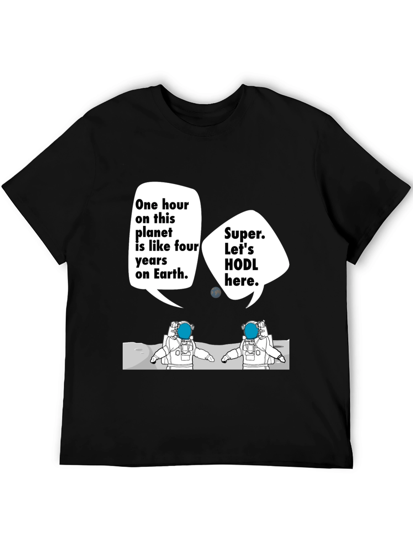 HODL Astronauts Black T-Shirt - Crypto Meme