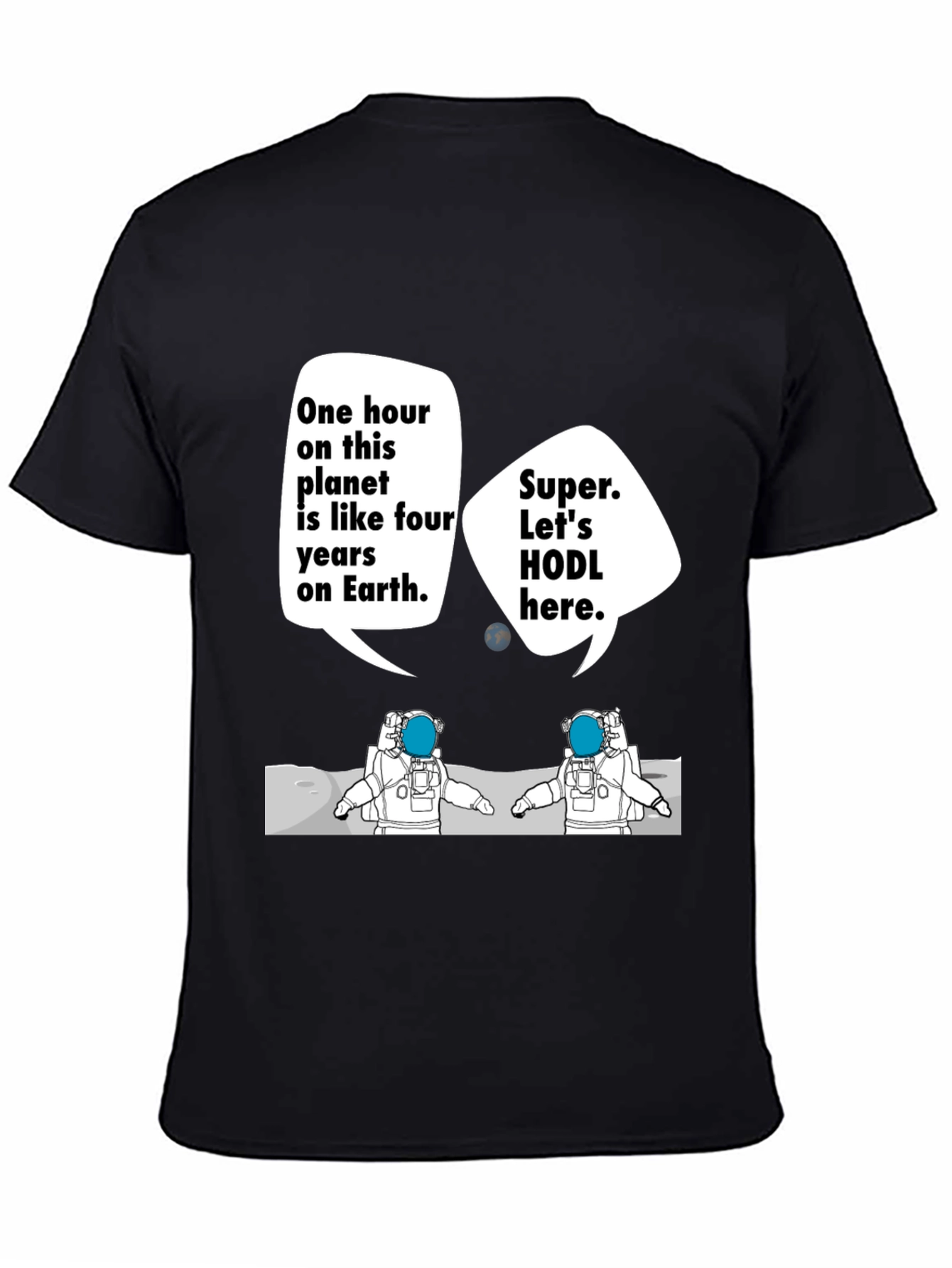 HODL Astronauts Black T-Shirt - Crypto Meme