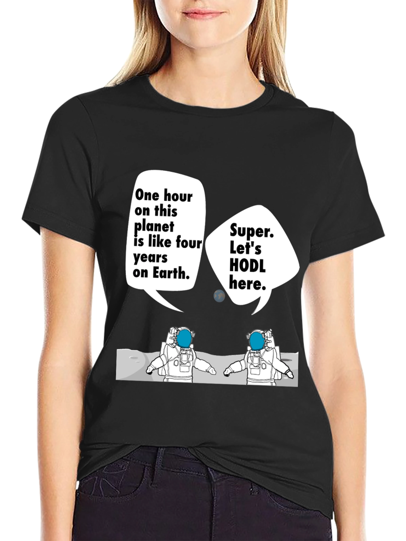 HODL Astronauts Black T-Shirt - Crypto Meme