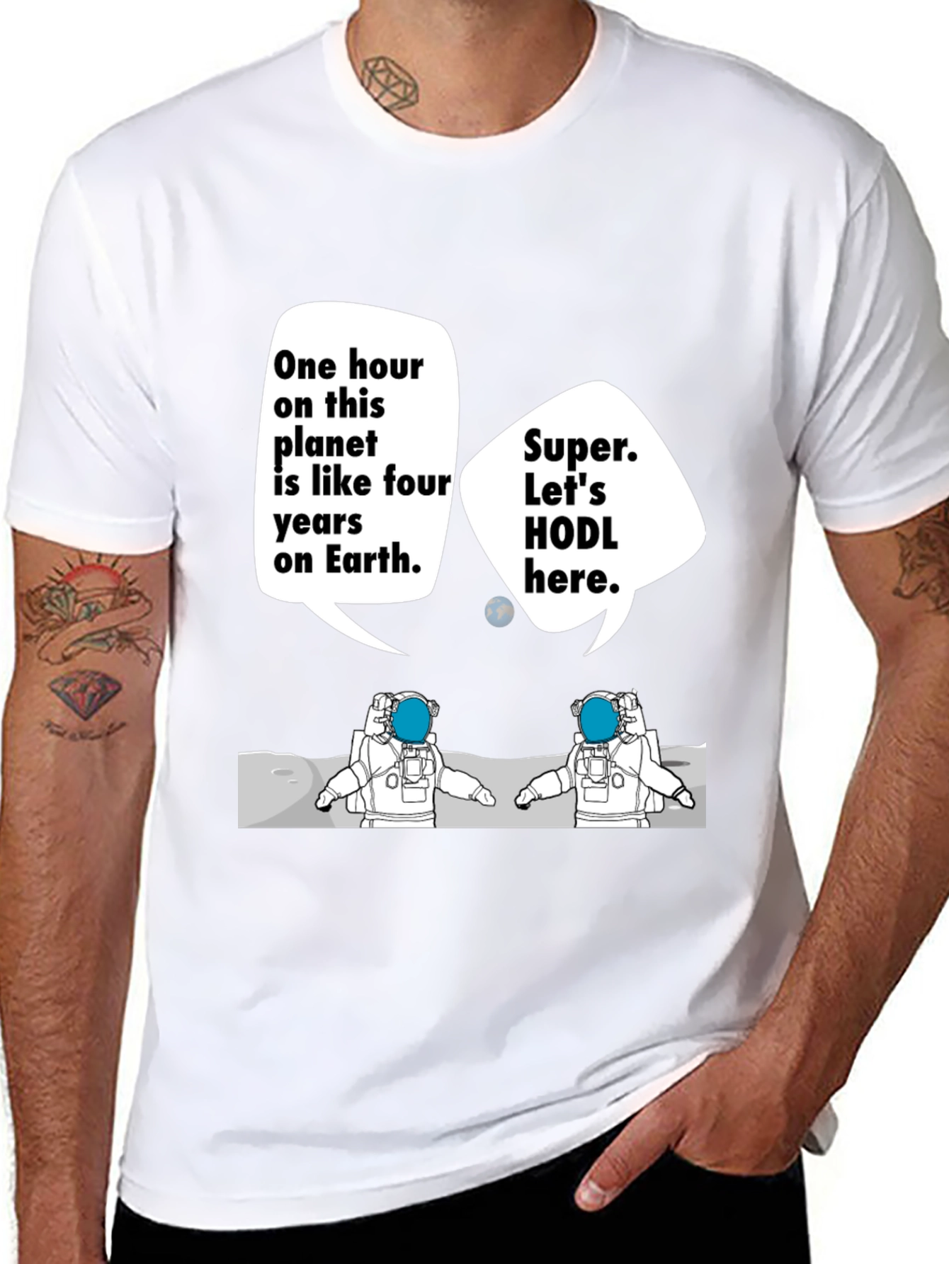 HODL Astronauts Black T-Shirt - Crypto Meme