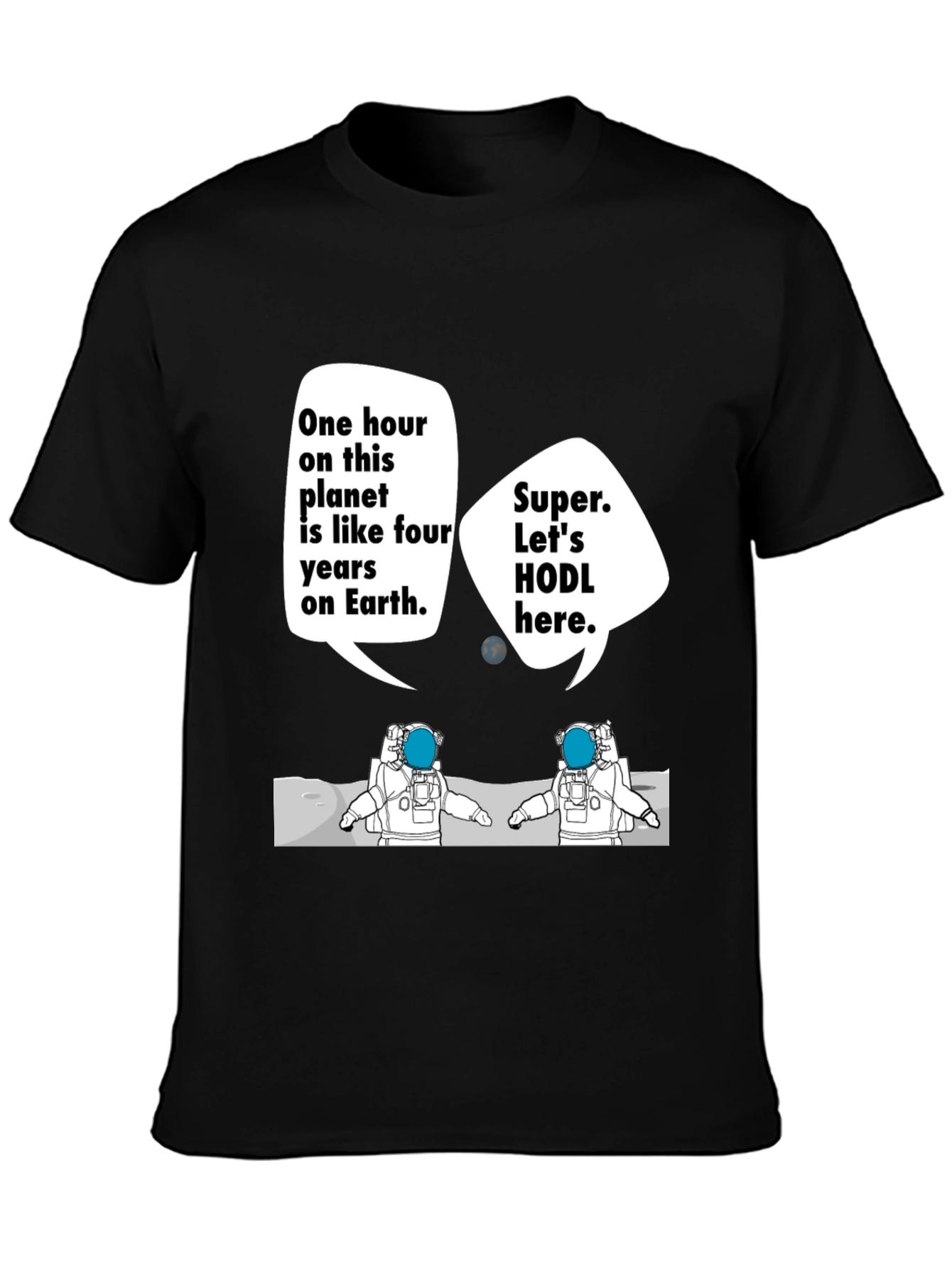 HODL Astronauts Black T-Shirt - Crypto Meme