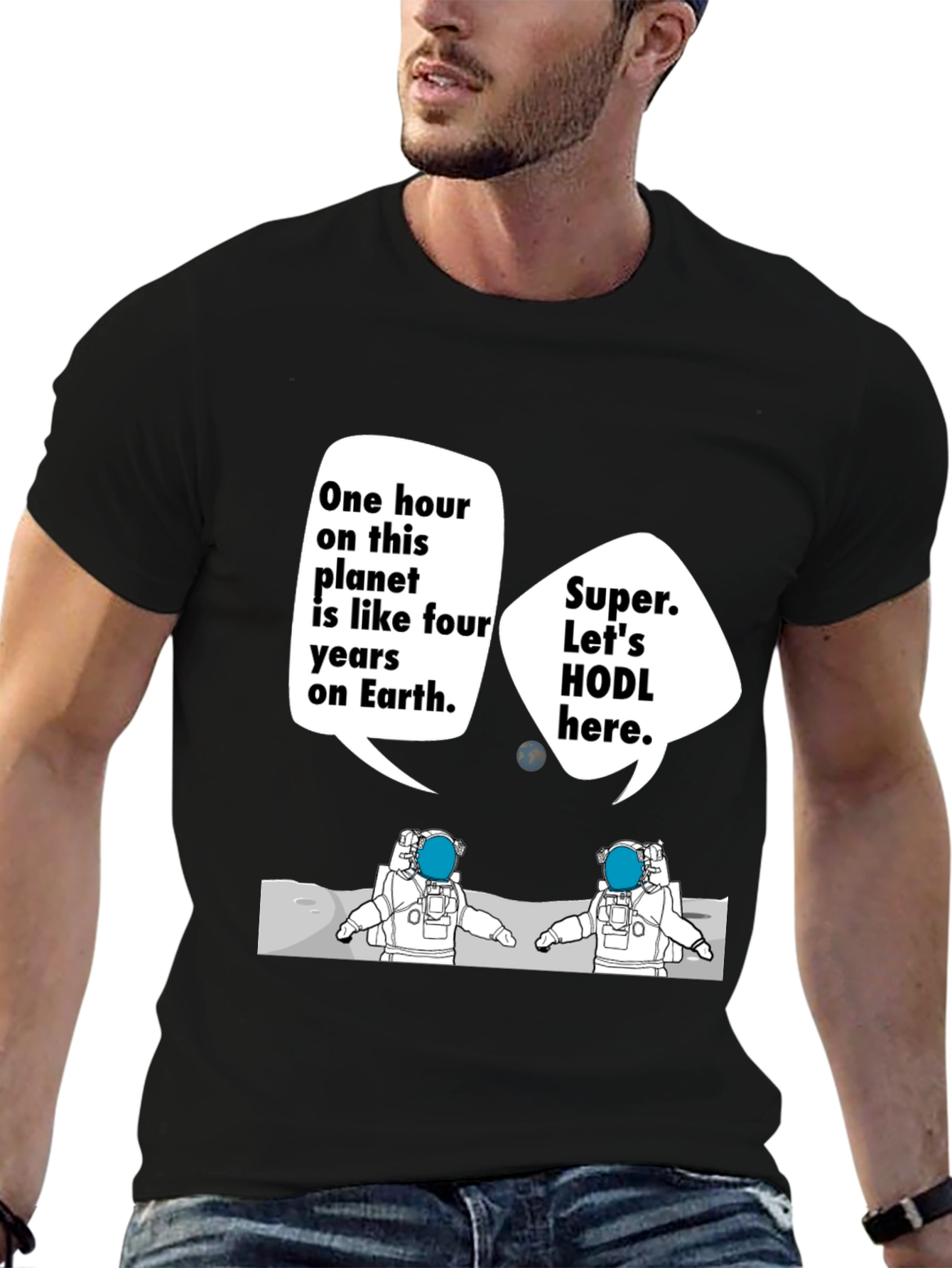 HODL Astronauts Black T-Shirt - Crypto Meme