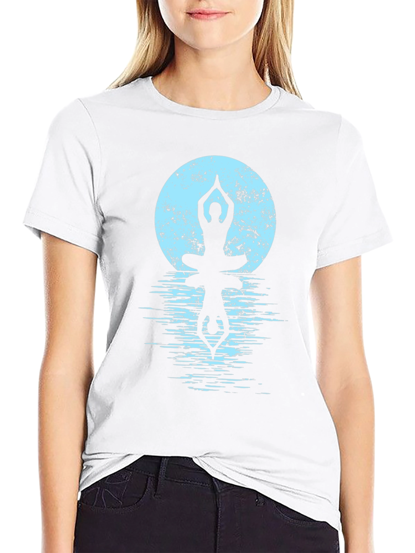 Yoga Moon Reflection Black T-Shirt