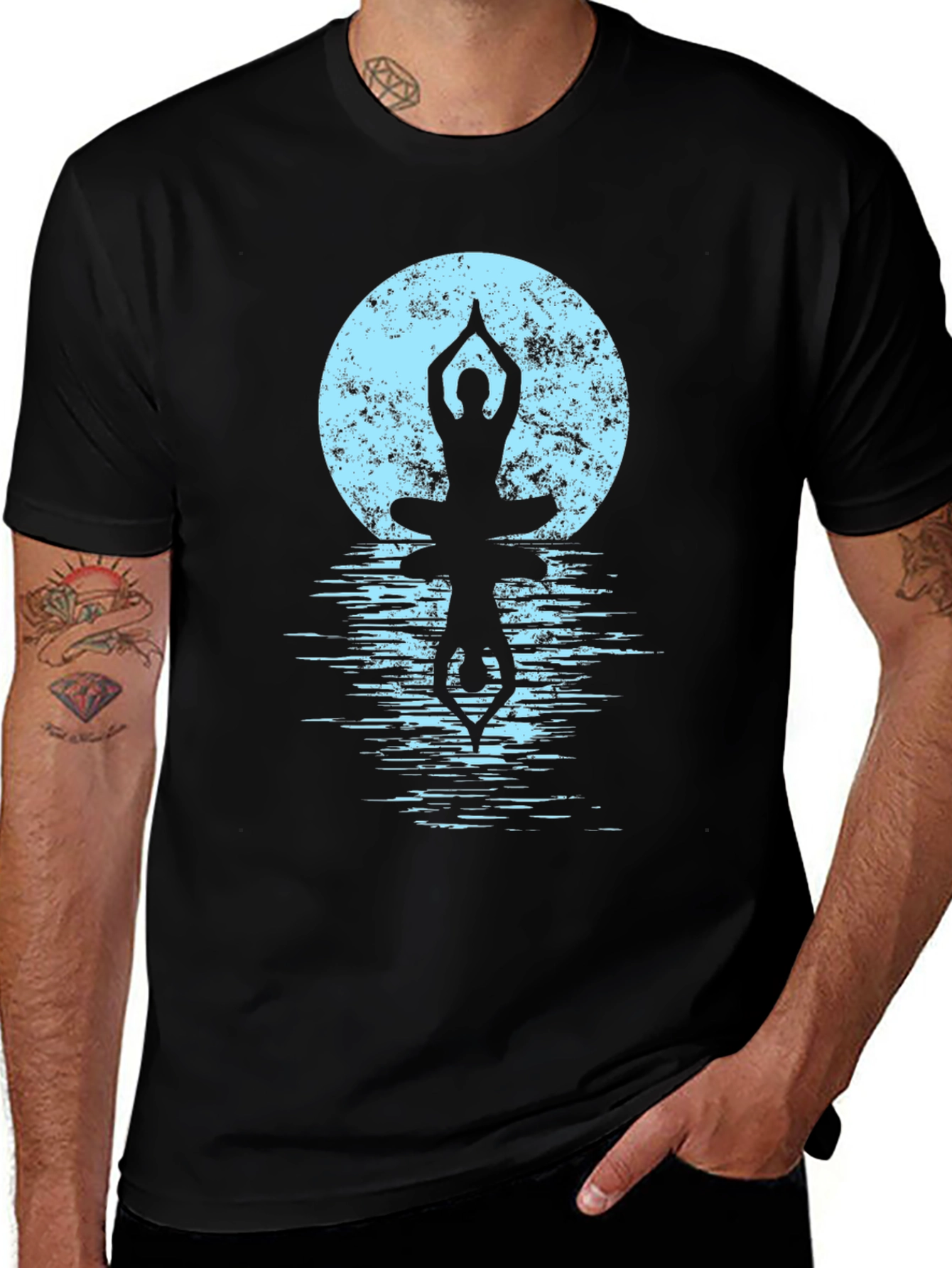 Yoga Moon Reflection Black T-Shirt