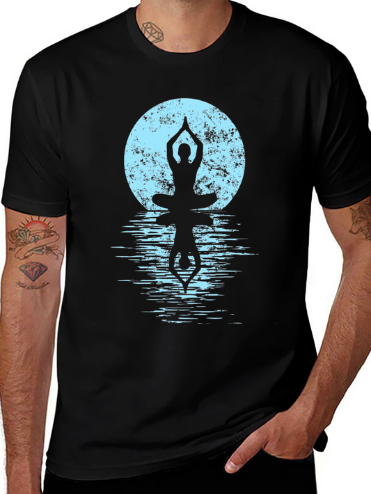 Yoga Moon Reflection Black T-Shirt
